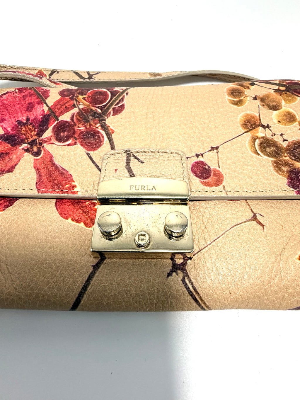 Furla Floral Leather Crossbody Bag