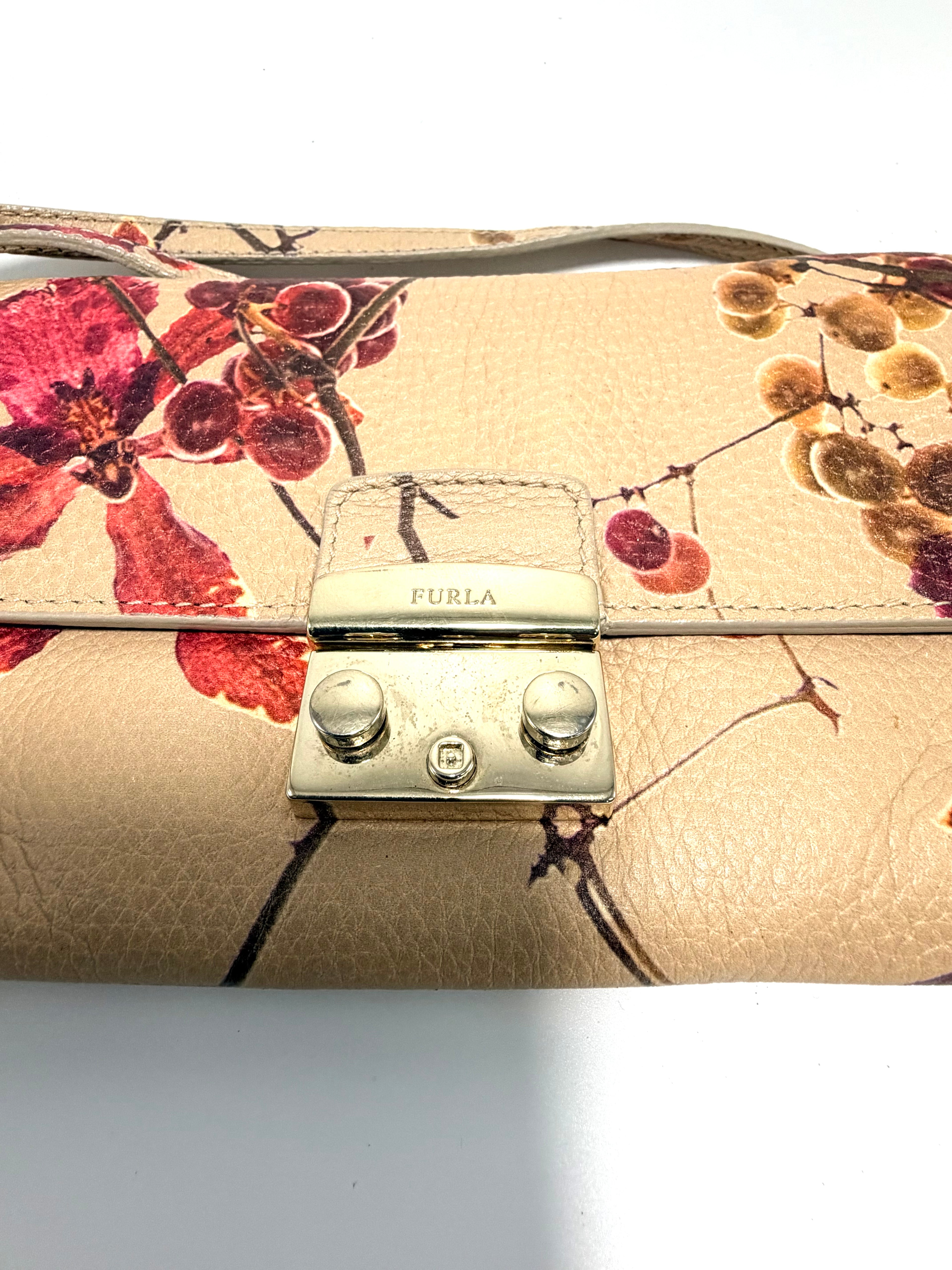 Furla Floral Leather Crossbody Bag