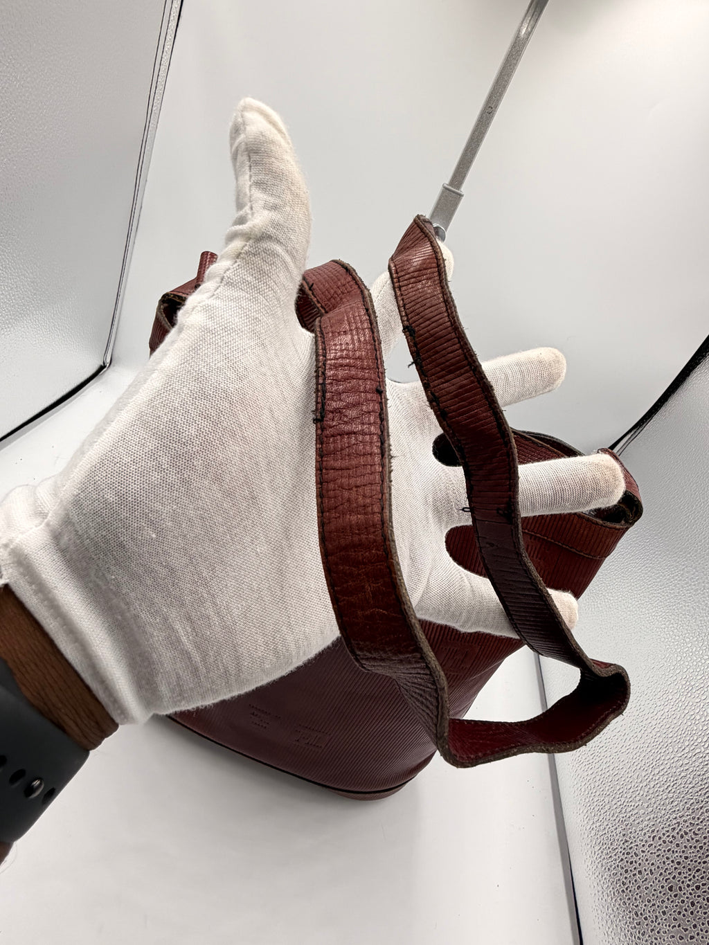 Fendi Pequin Embossed Bucket /Crossbody Bag – Burgundy