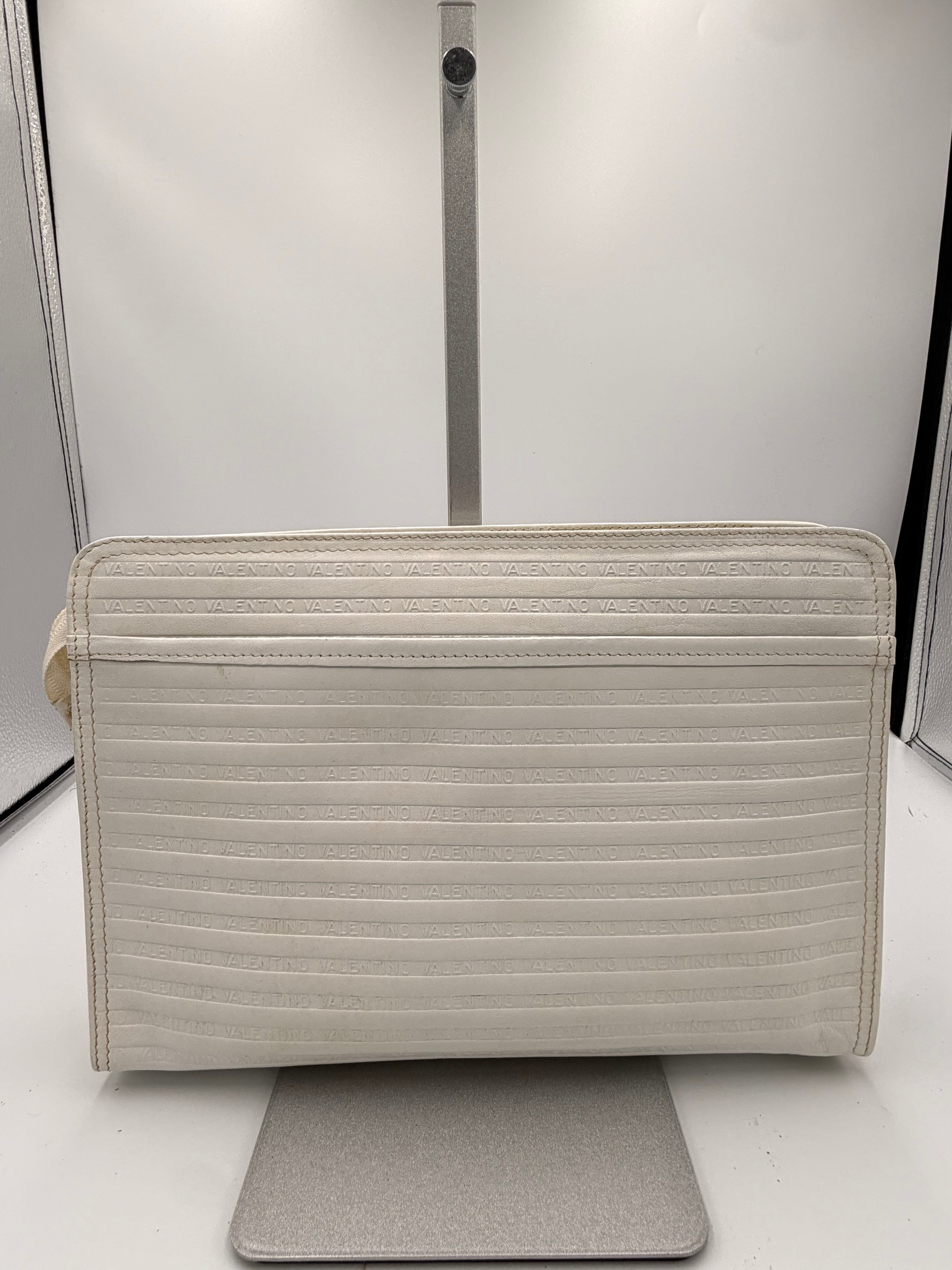 Valentino White Logo Clutch