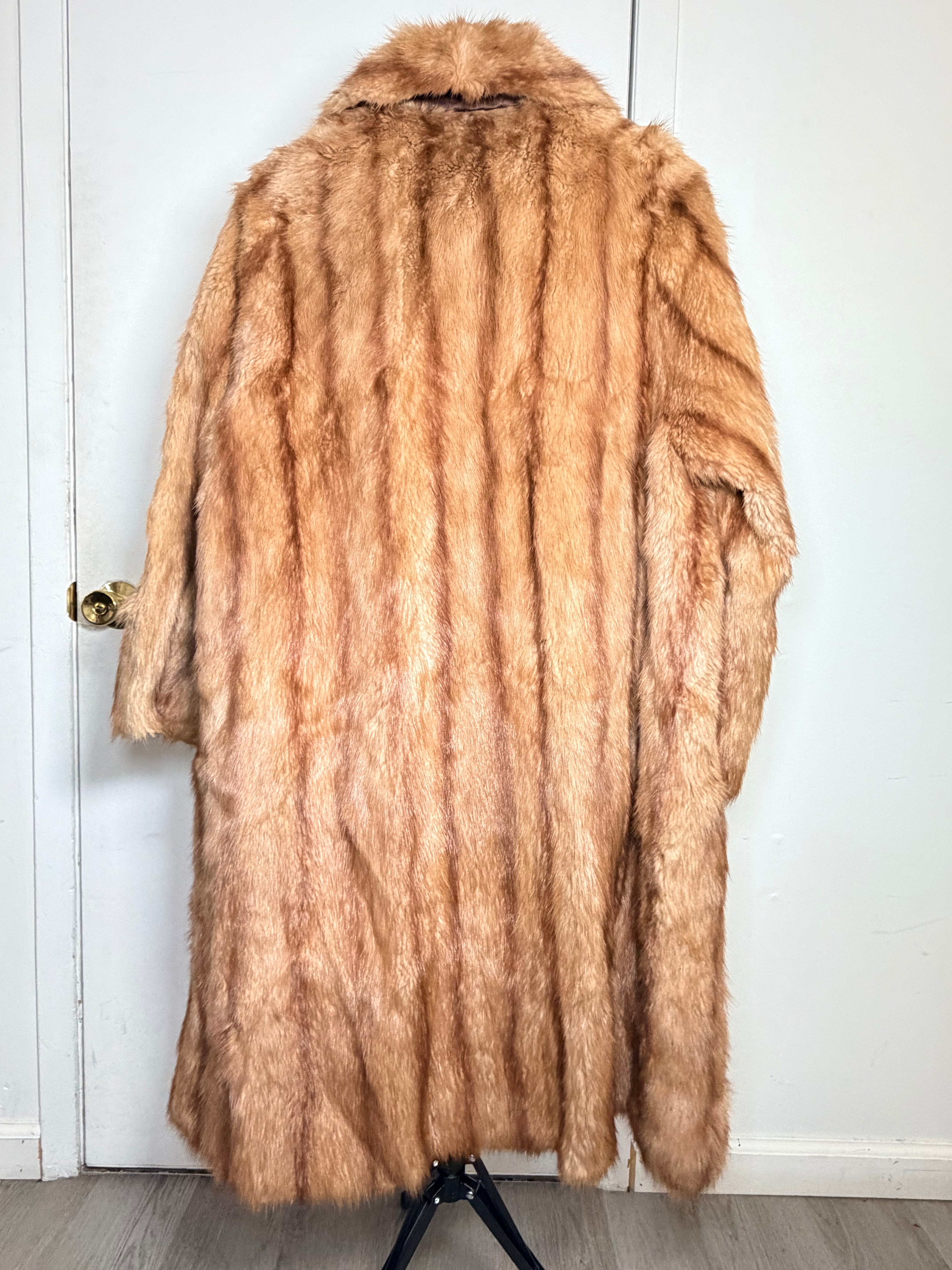 Vintage Honey Blonde Ranch Mink Fur Coat- Large 045