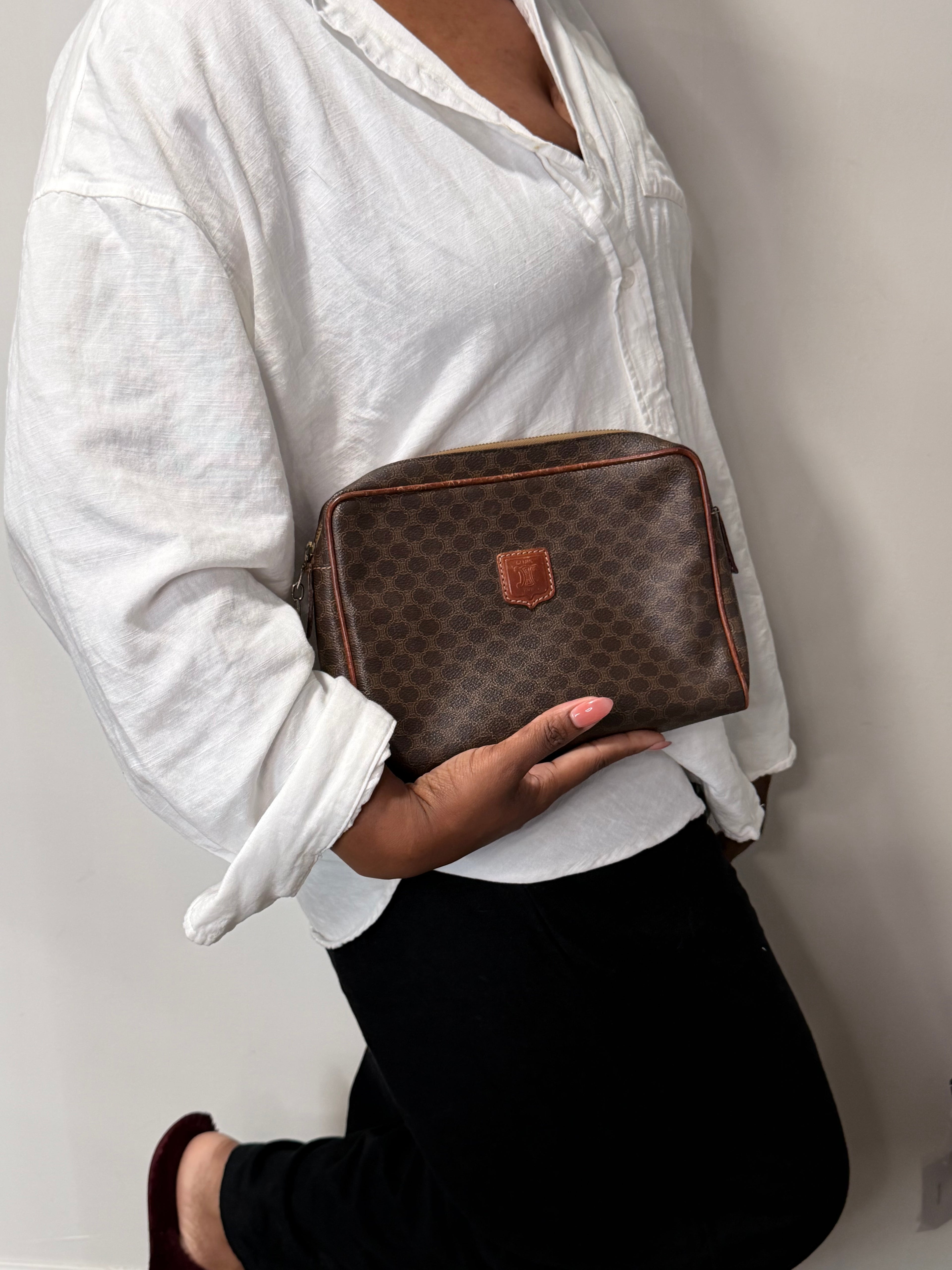 Celine Macadam Vintage Cosmetic Case / Toiletry Pouch