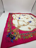 Celine Chain Medallion Scarf – Fuchsia with Gold And Jewel Motif