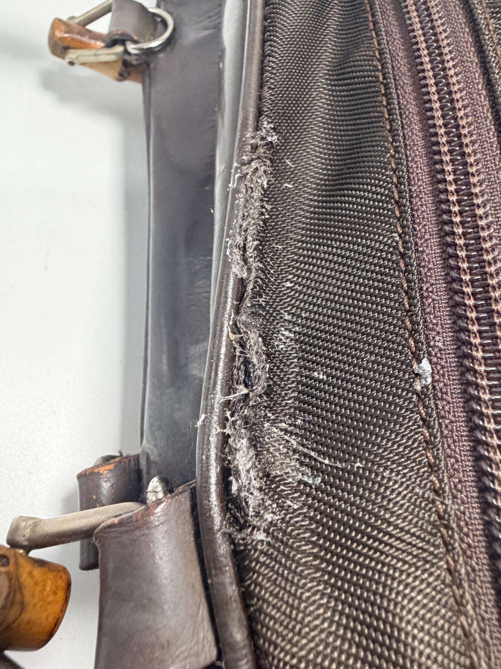 Gucci Vintage Nylon Bamboo Handle Bag – Brown