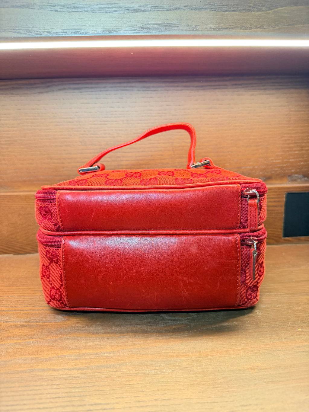 Gucci Red GG Monogram Vanity Case