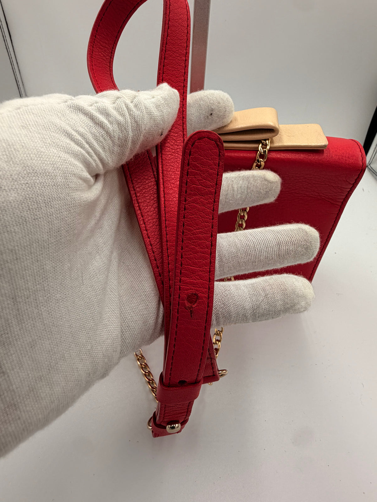 See by Chloé Pink Leather Clutch with Chain Strap