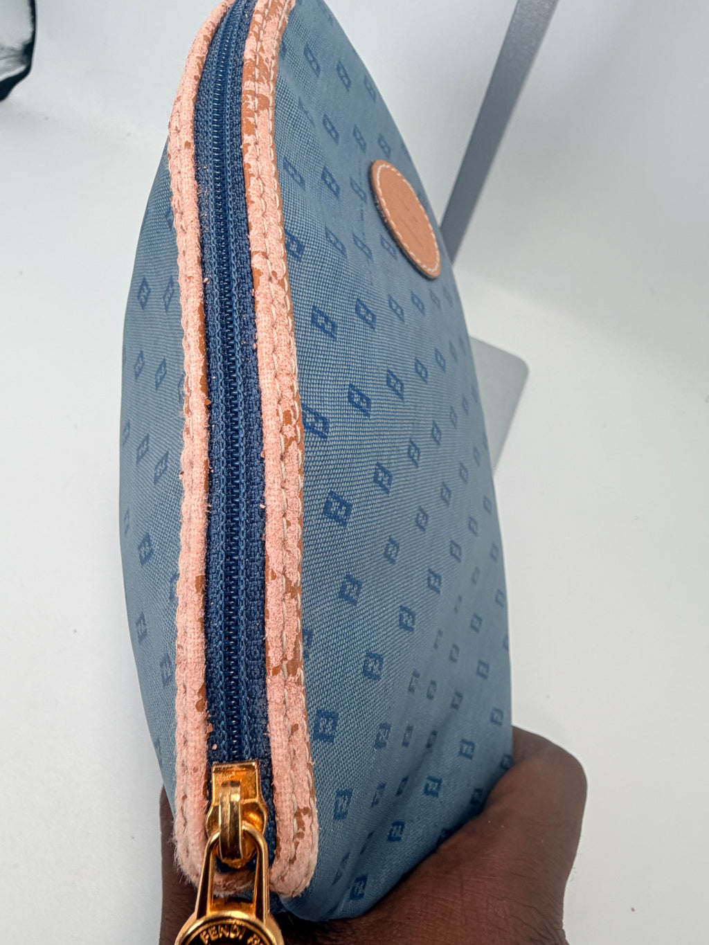 Fendi Blue FF Monogram Cosmetic Pouch