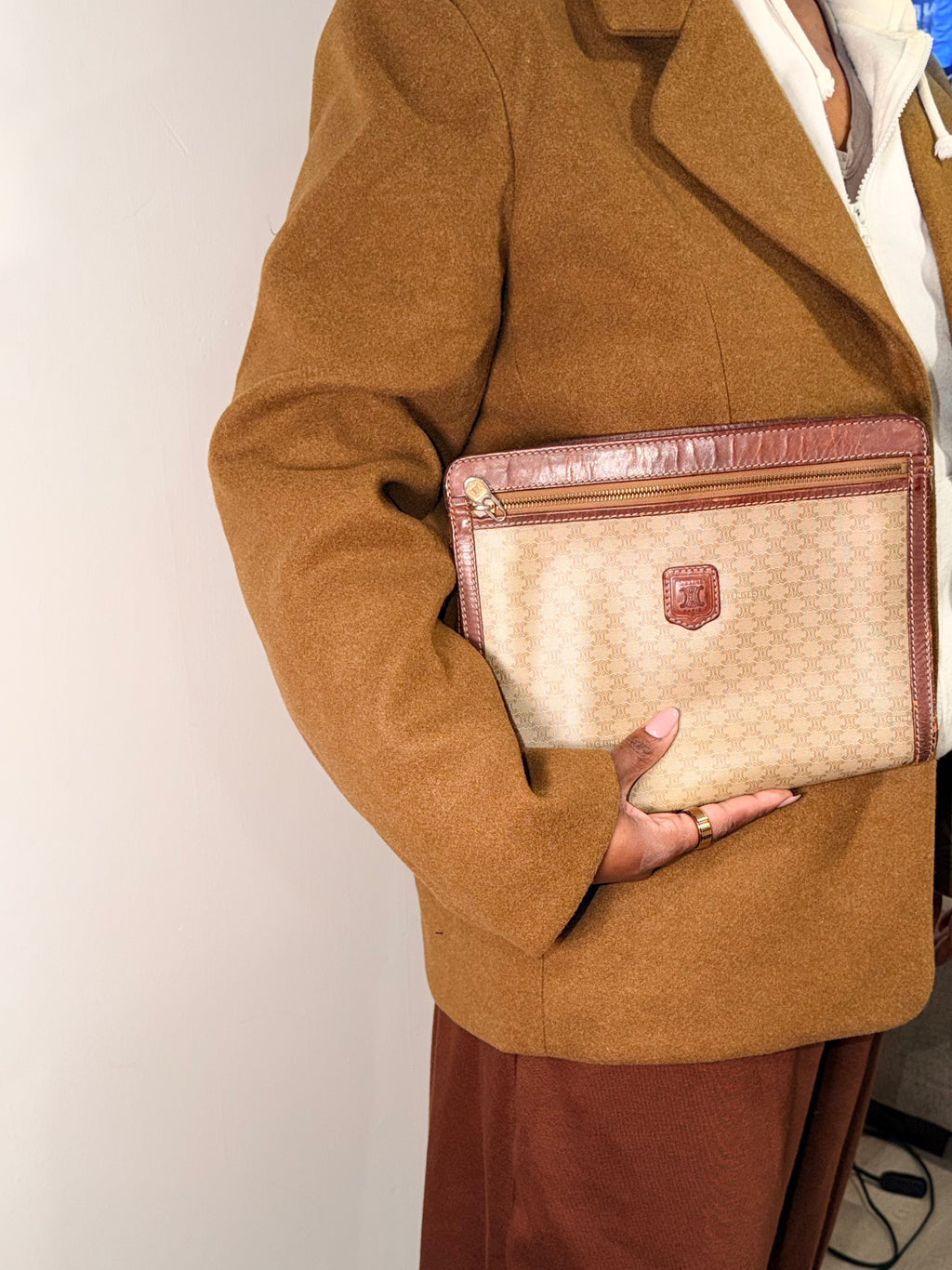 Celine Macadam Wristlet Clutch – Beige Monogram