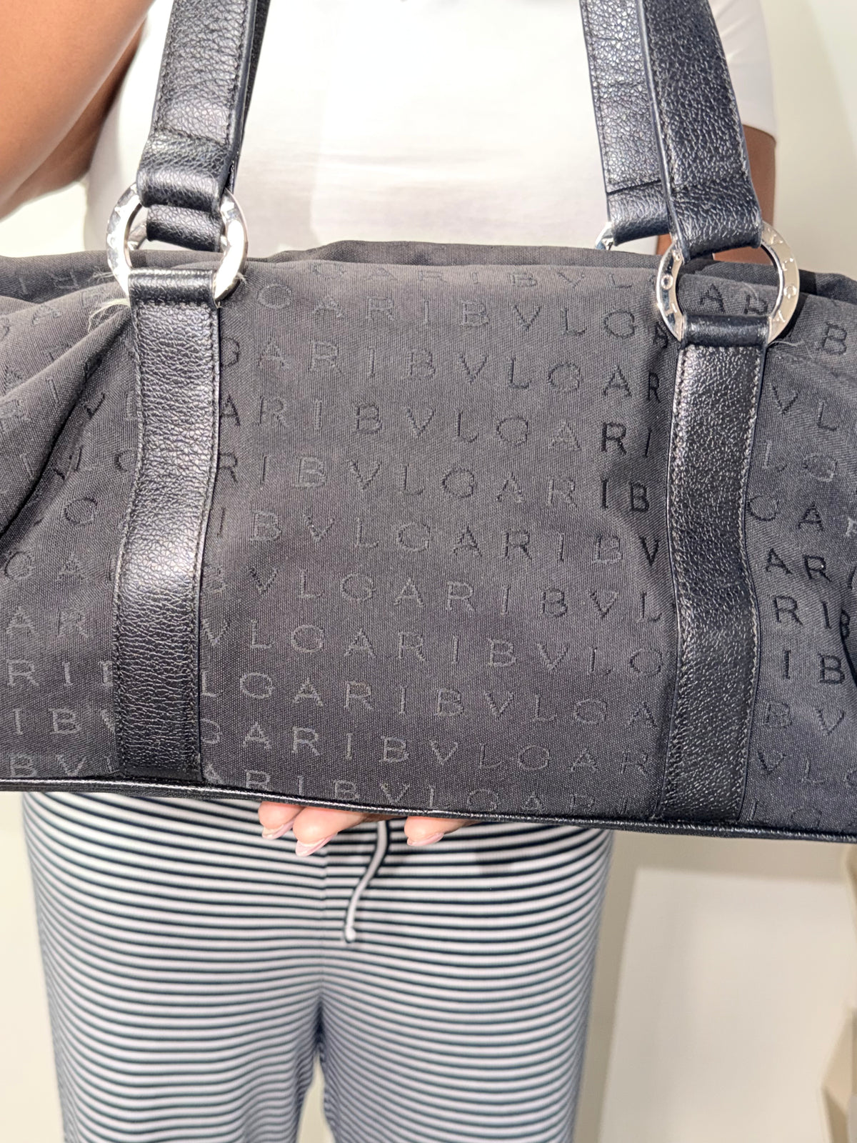 Bvlgari Logo Jacquard Boston Shoulder Bag