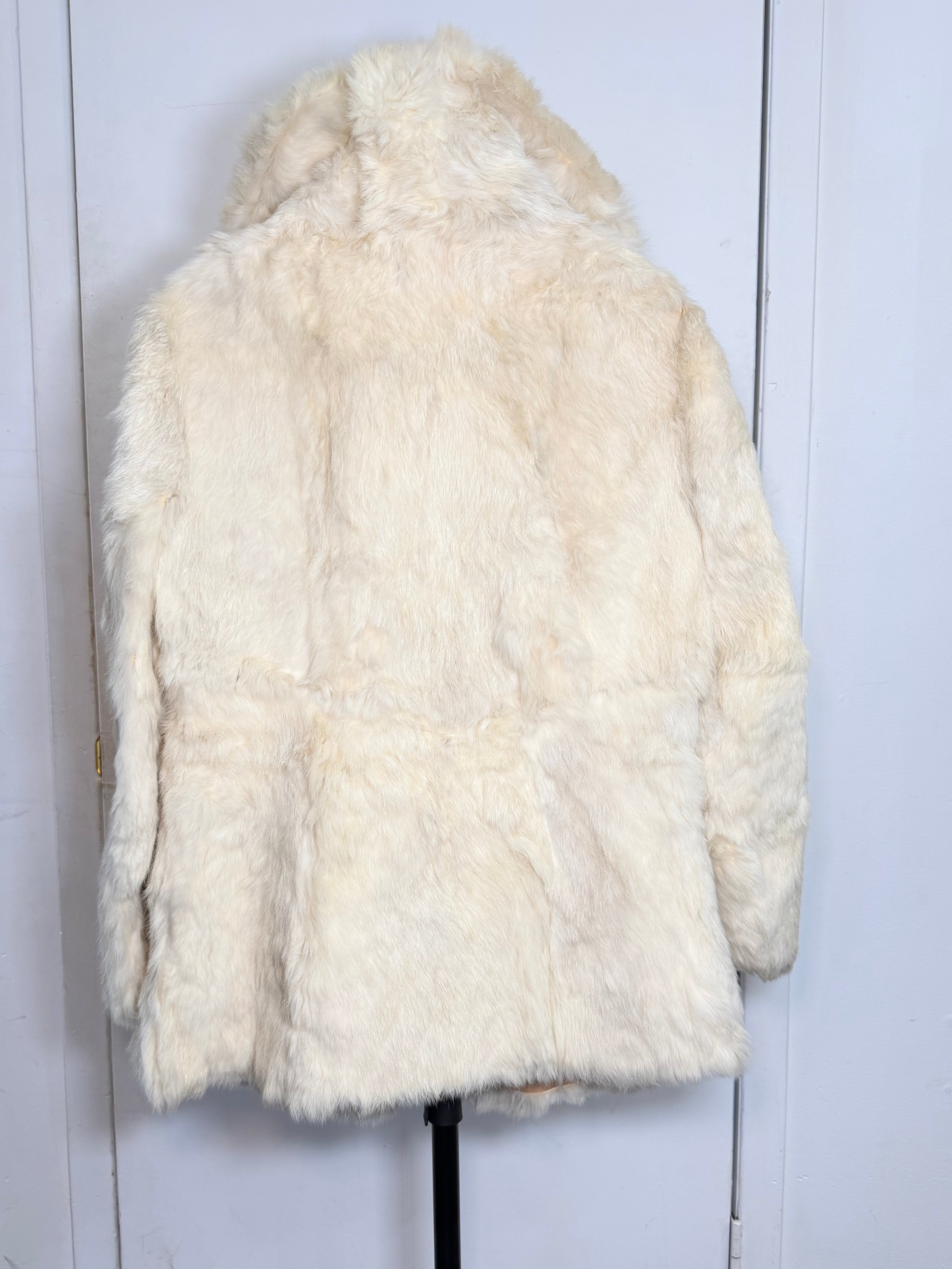 Vintage Ivory Rabbit Fur Coat – Small 026