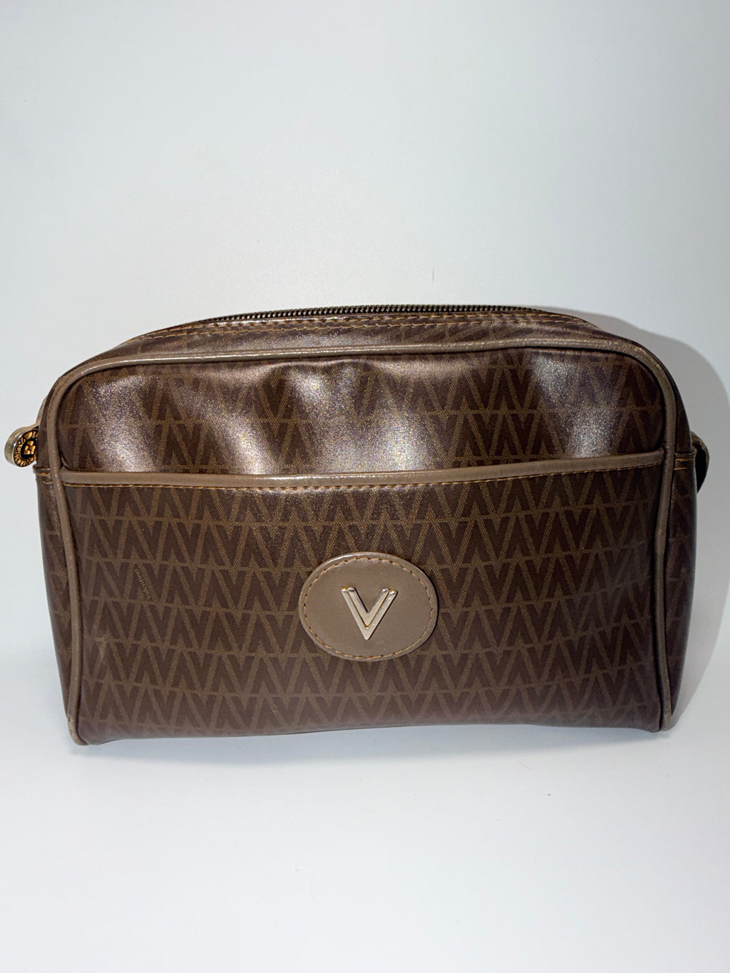VALENTINO GARAVANI Monogram Crossbody Bag – Brown Coated Canvas