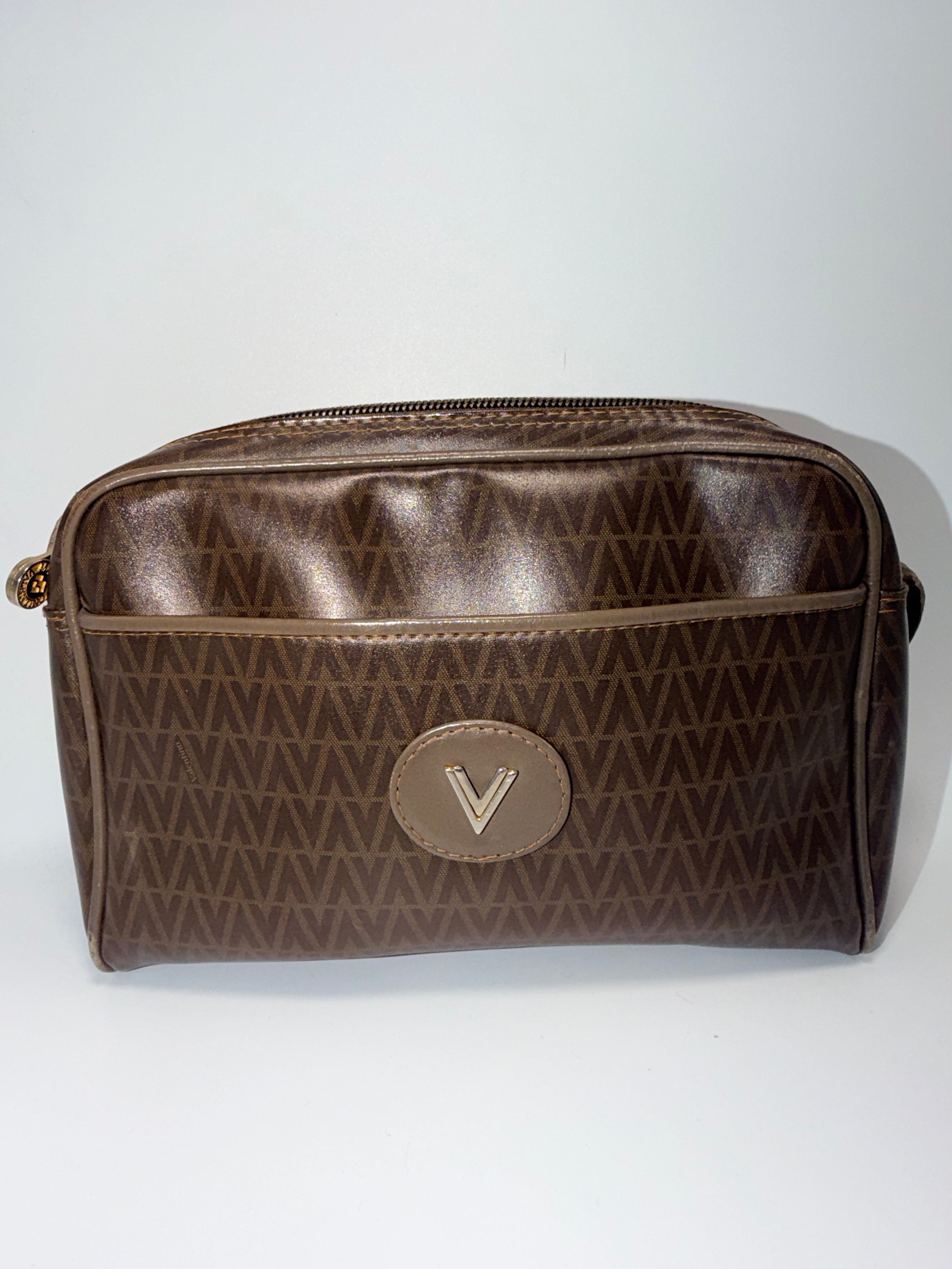 VALENTINO GARAVANI Monogram Crossbody Bag – Brown Coated Canvas
