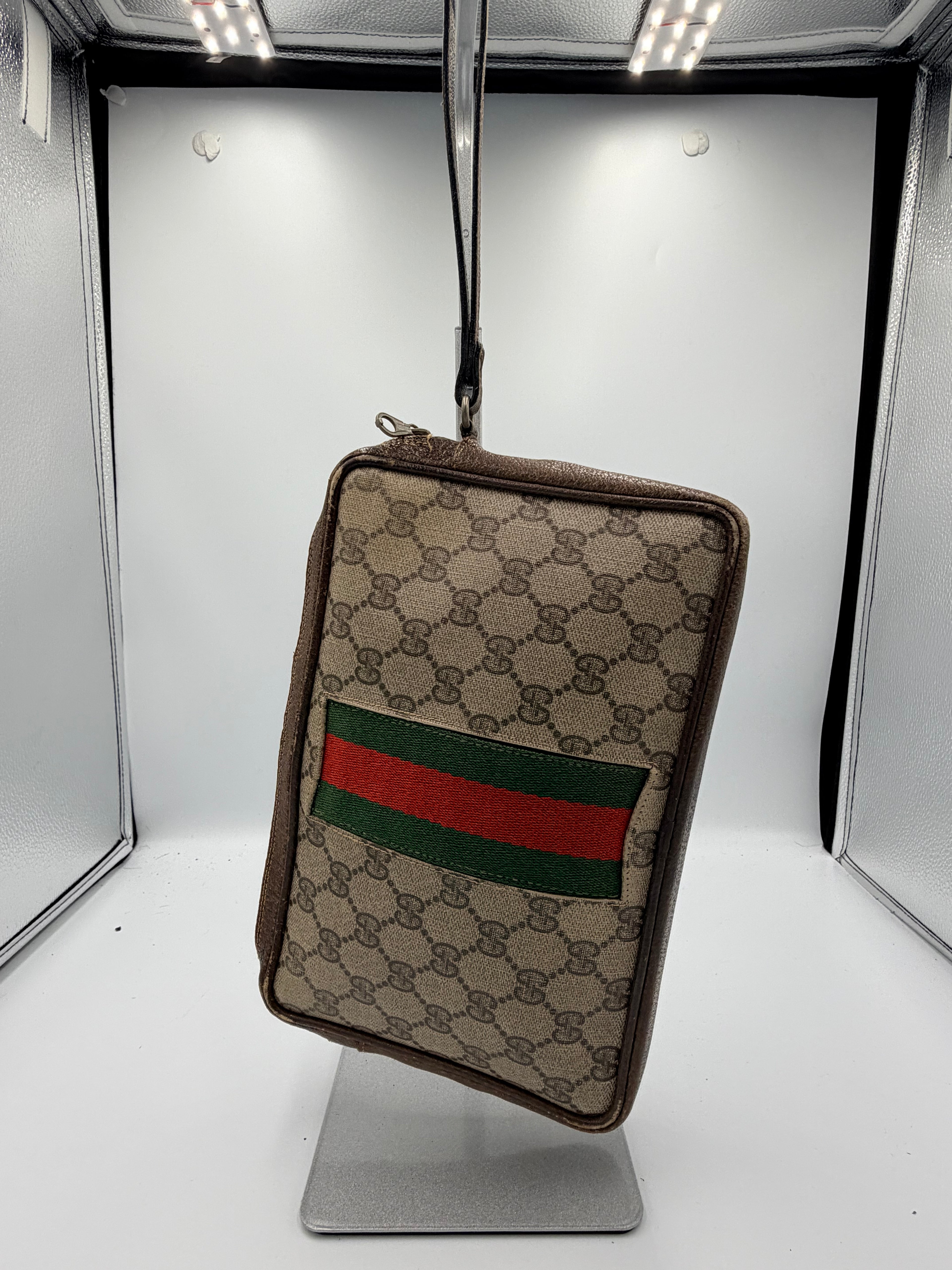 Gucci GG Supreme Web Wristlet Clutch