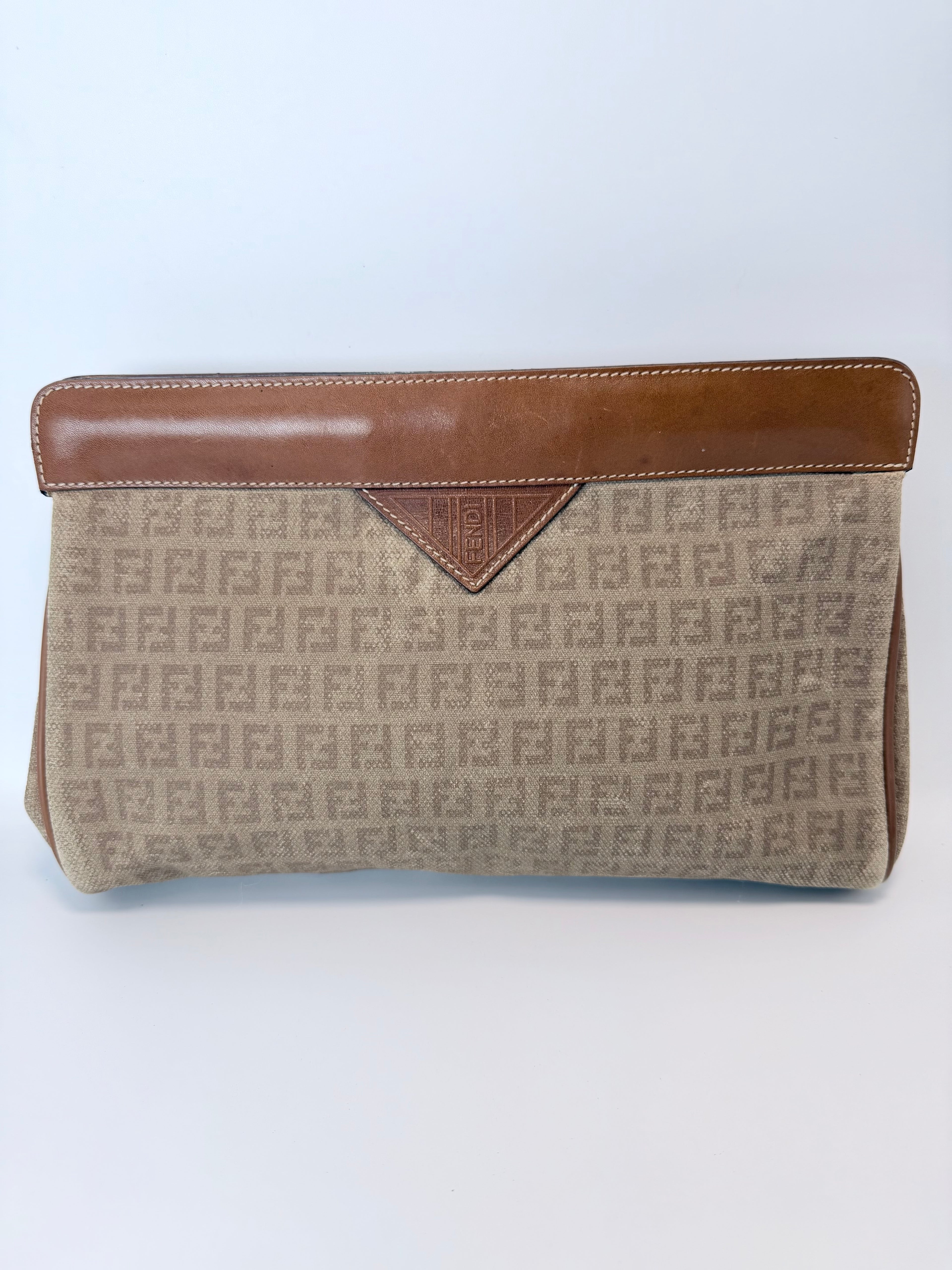 Fendi Zucca Canvas & Leather Envelope Clutch