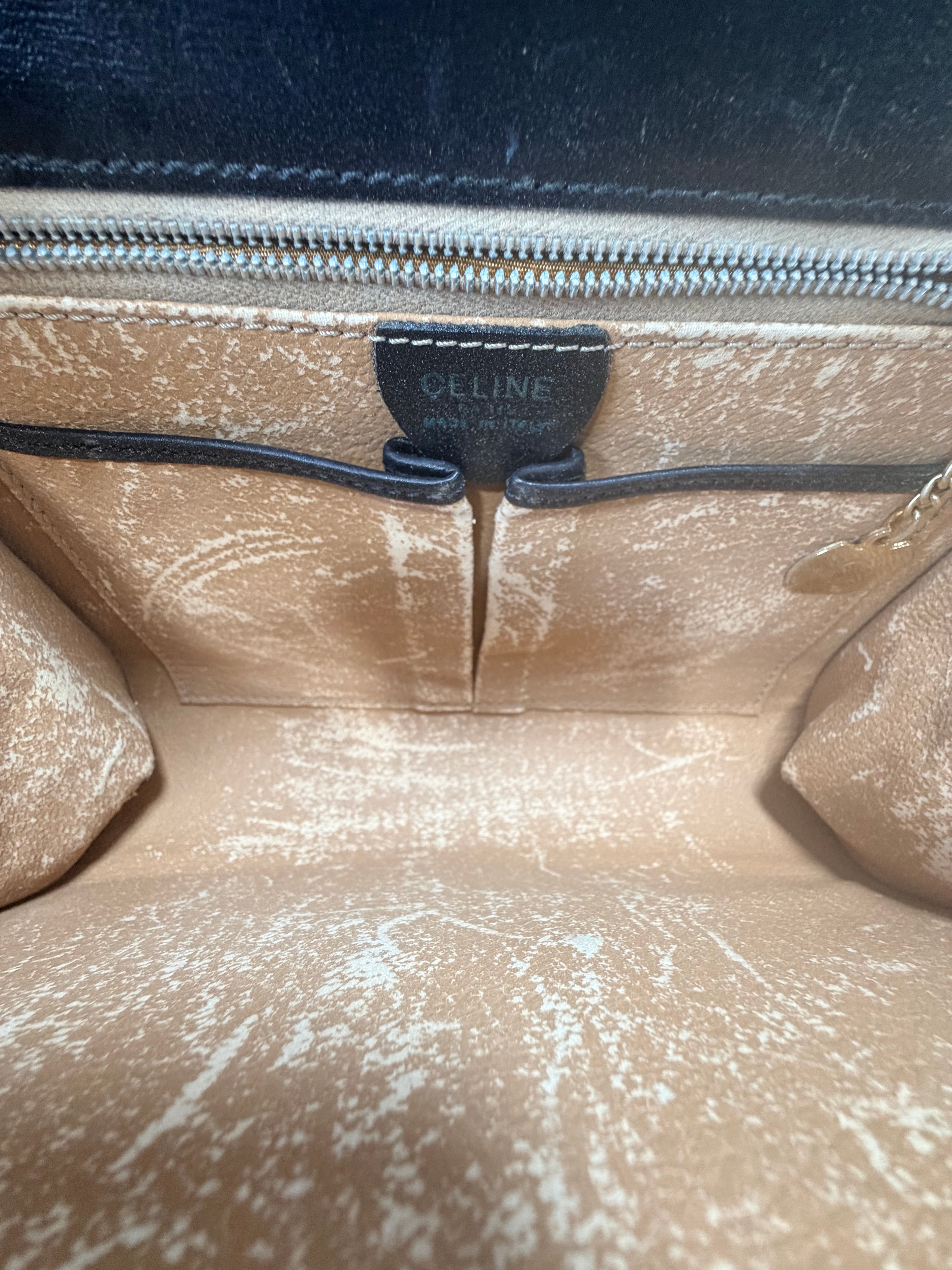 Celine Black Leather Horse Carriage Clutch