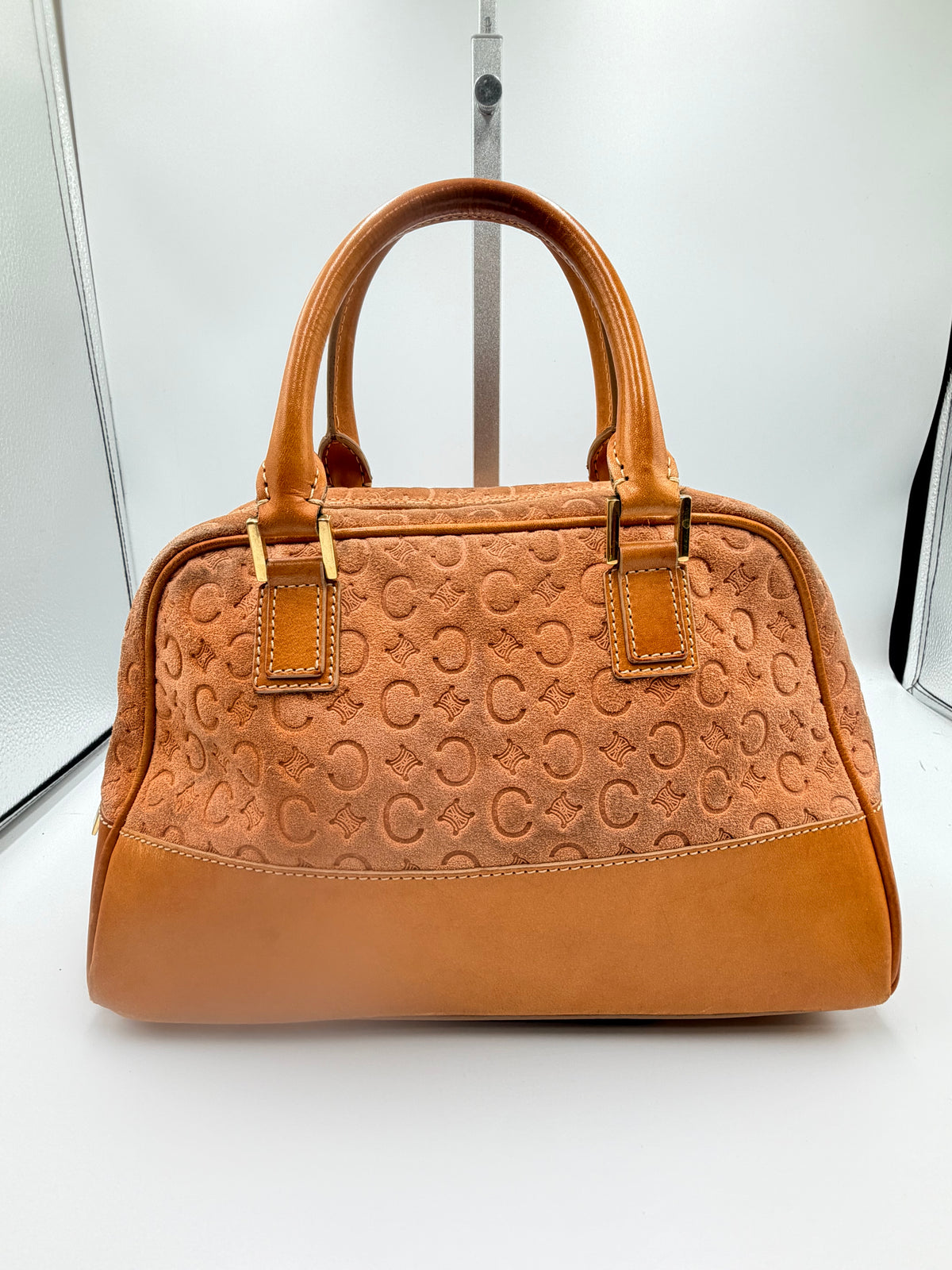 Celine Pink Suede Macadam Boston Bag