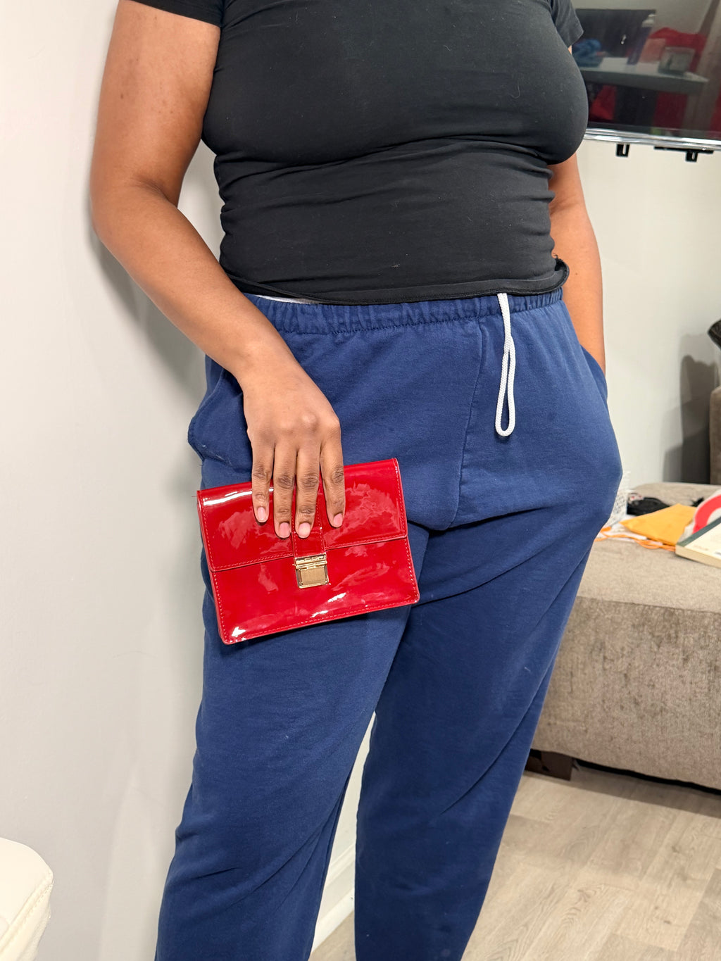 MIU MIU Red Patent Leather Clutch – High Gloss Statement