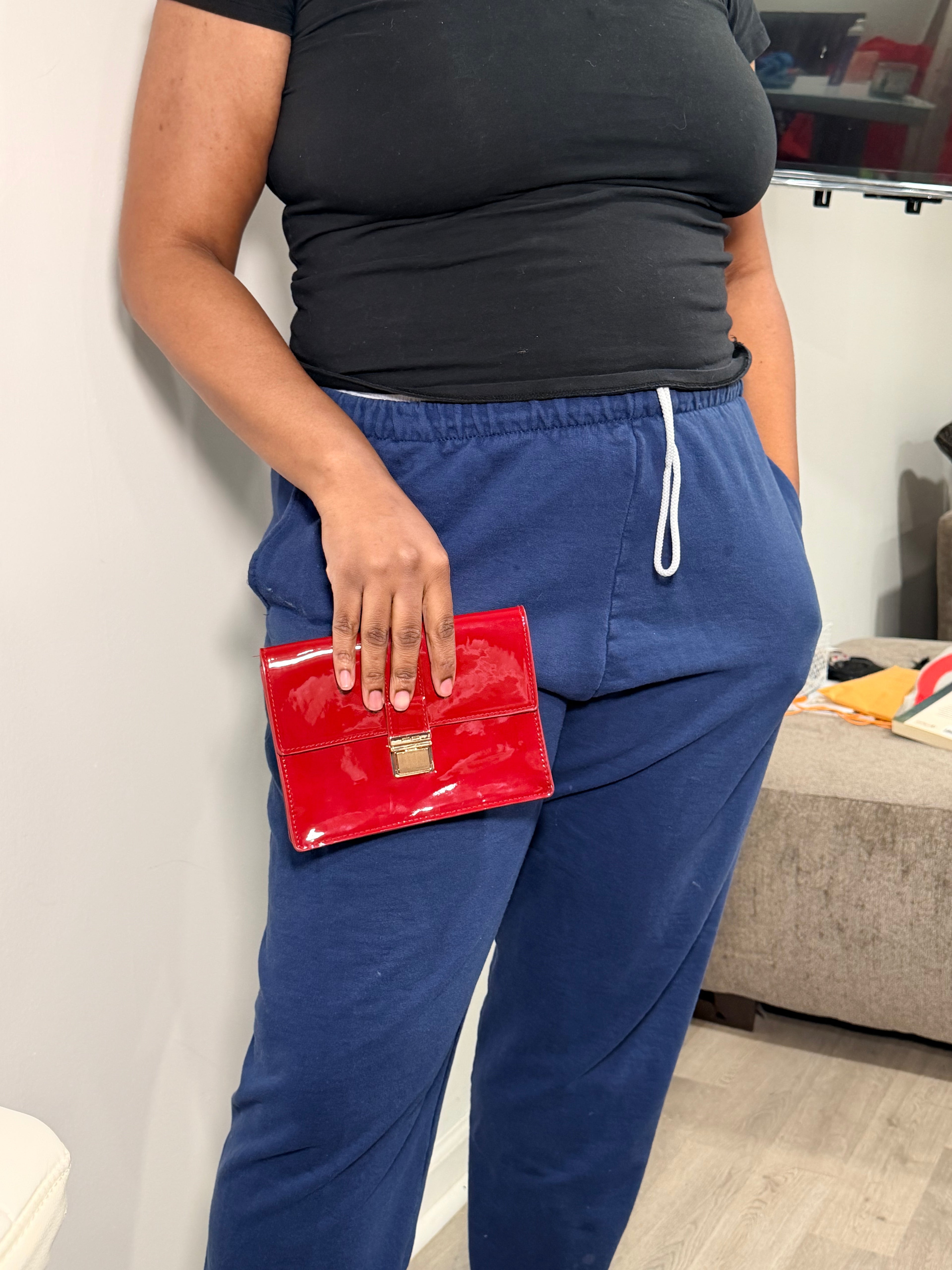 MIU MIU Red Patent Leather Clutch – High Gloss Statement