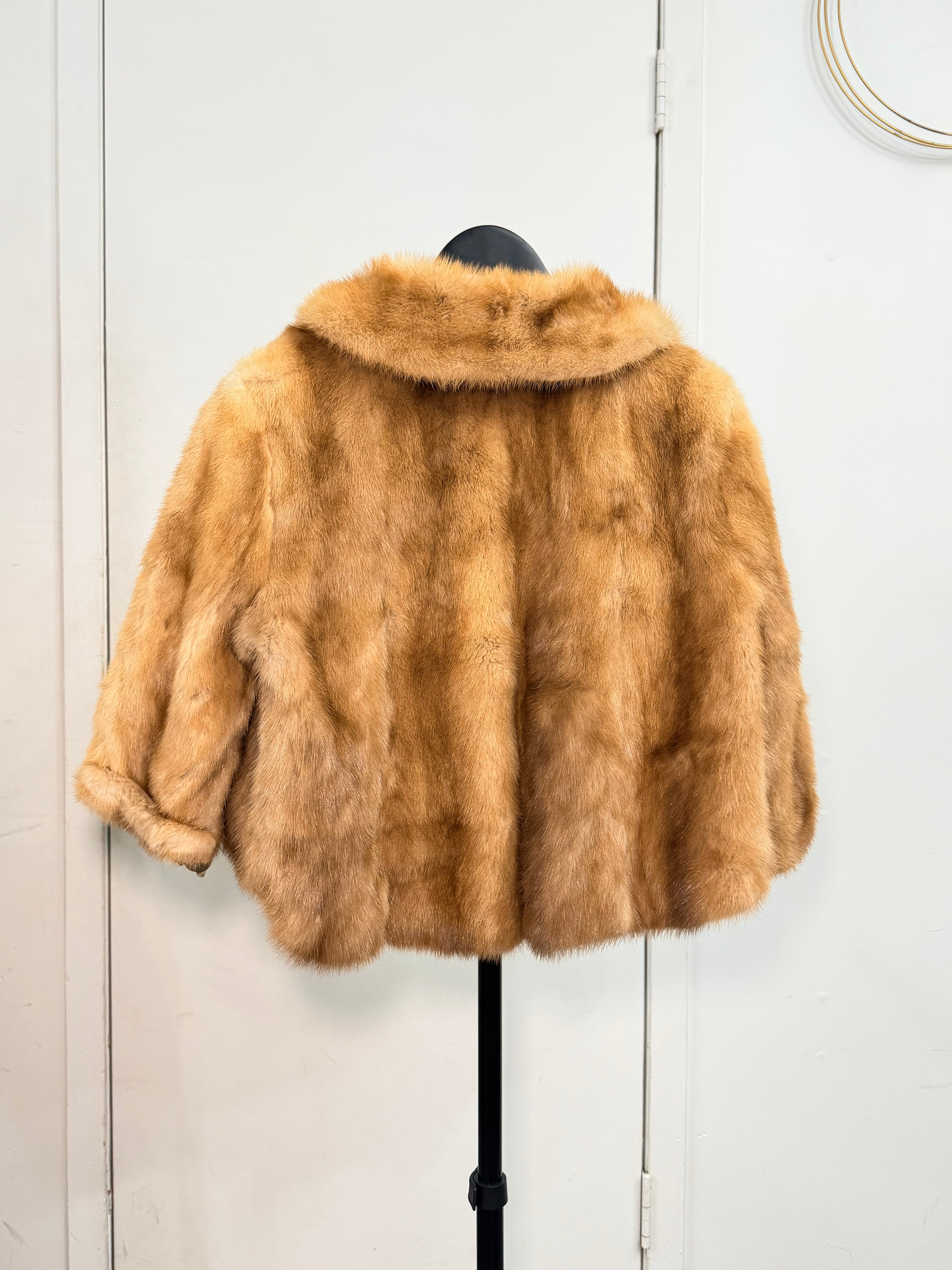 Vintage Honey Mink Fur Cape Jacket – Small 016