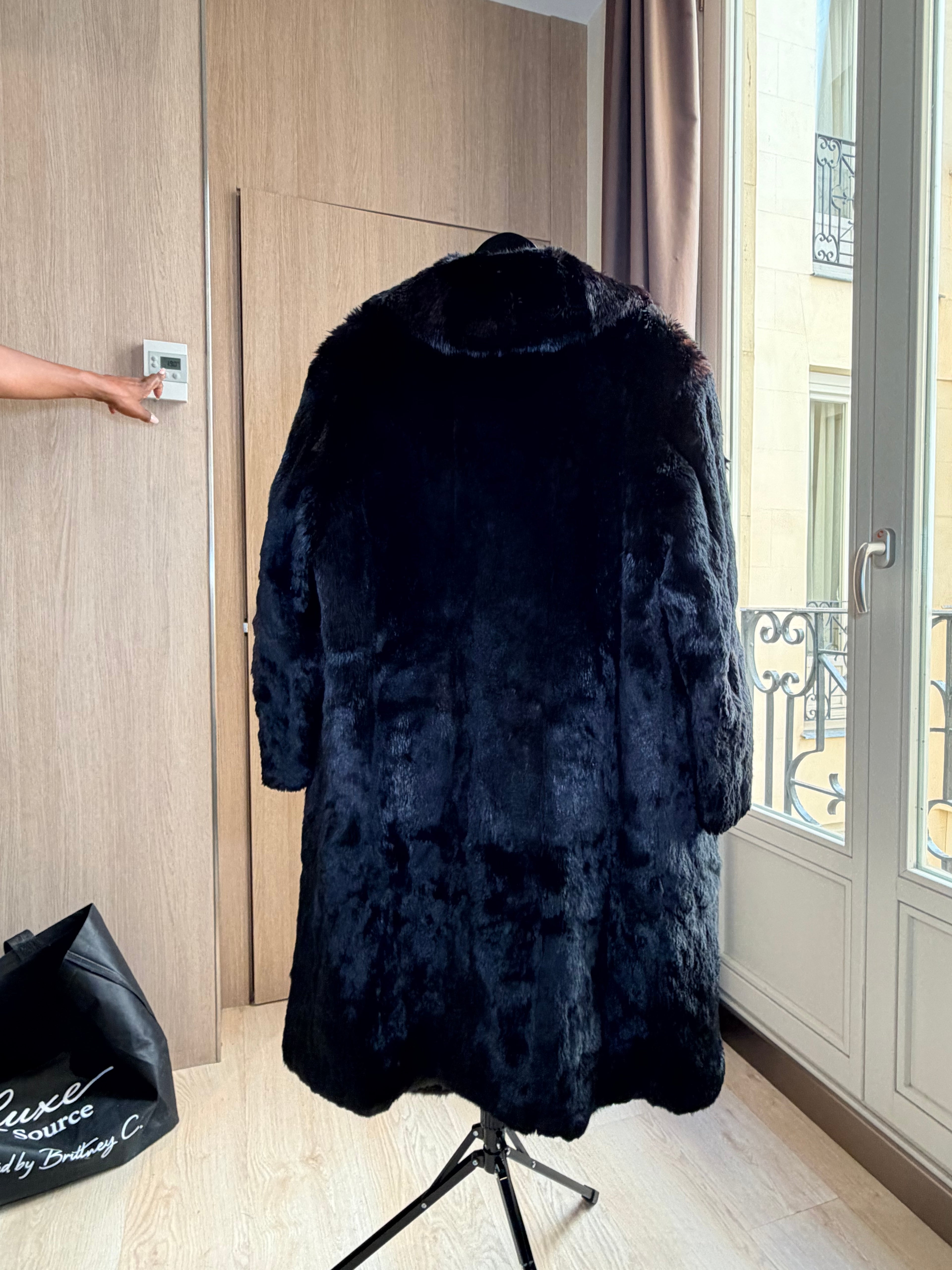 Vintage Black Sheared Beaver Fur Coat – Large -033