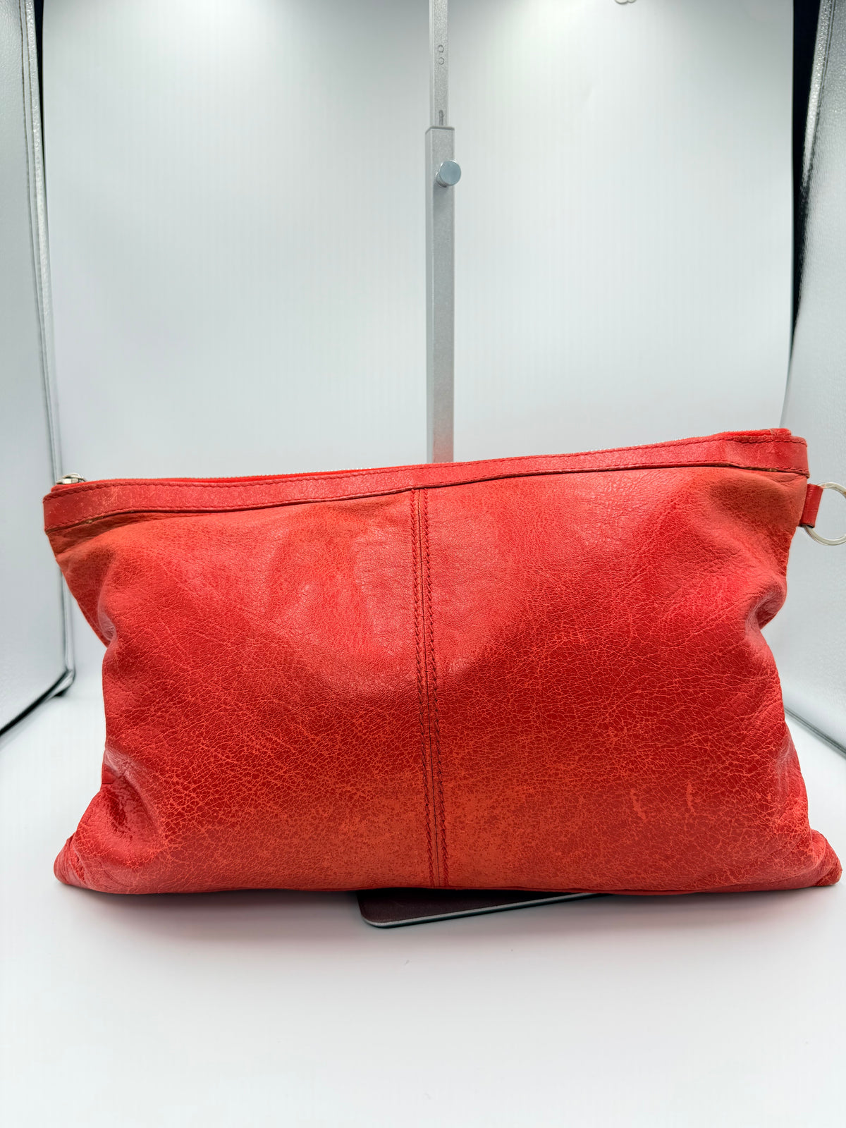 Balenciaga Classic Clip L Red Leather Clutch Bag