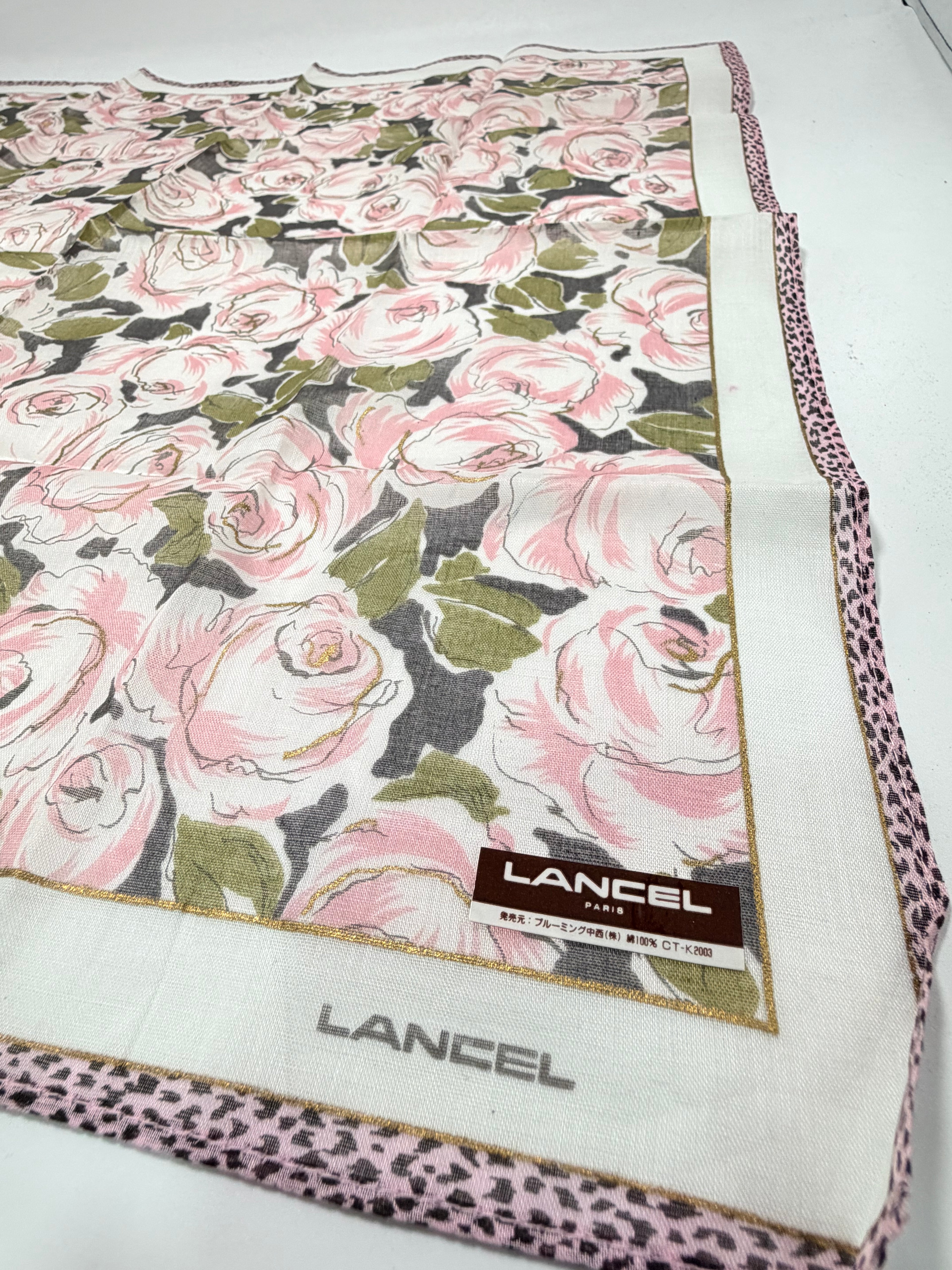 Lancel Paris Rose Garden Cotton Scarf – Blush Pink
