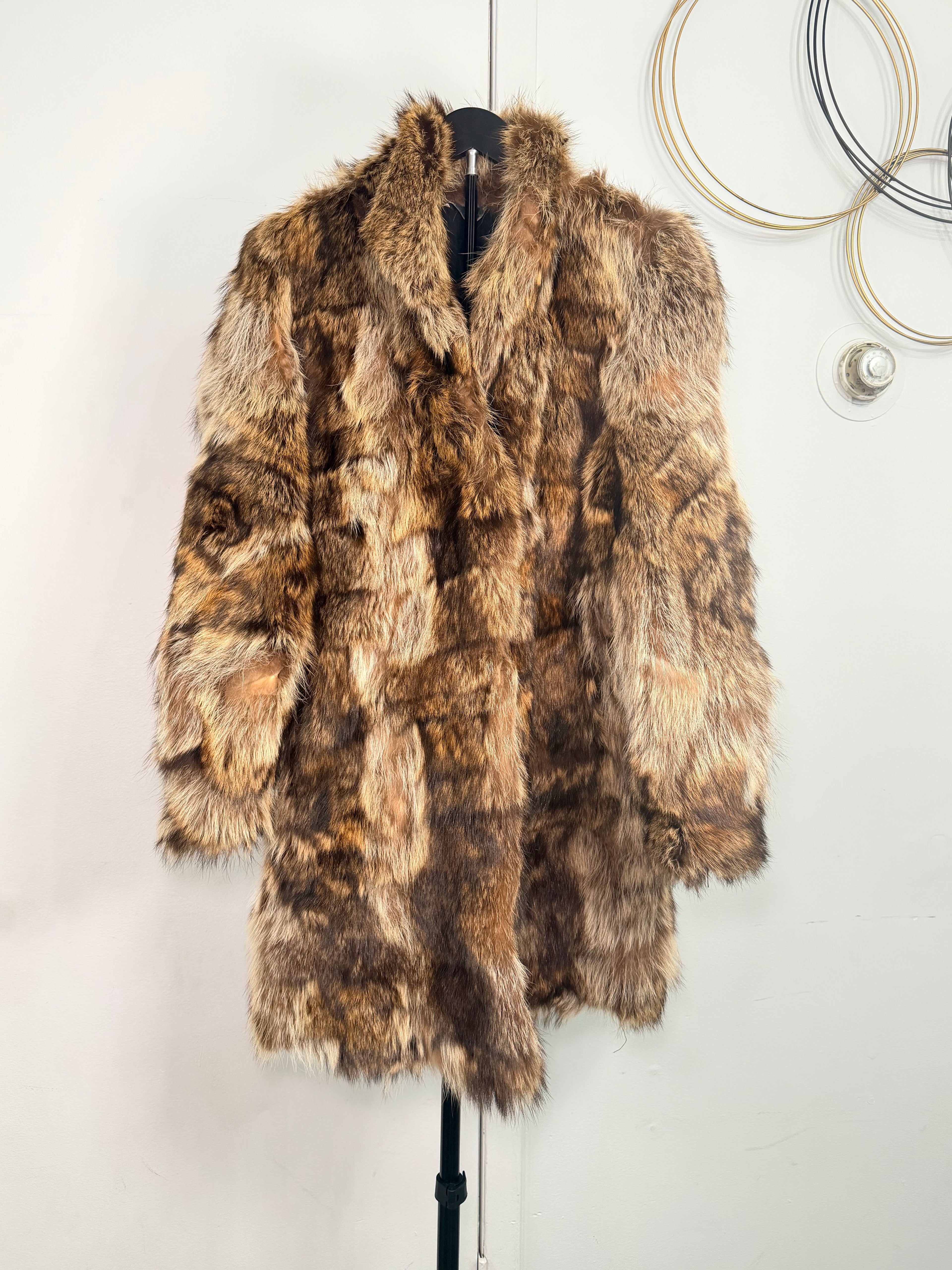 Vintage Finn Raccoon Fur Coat – Golden Brown Multi-Tone (Large)