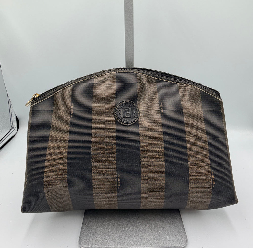 Fendi Pequin Stripe Zip Clutch