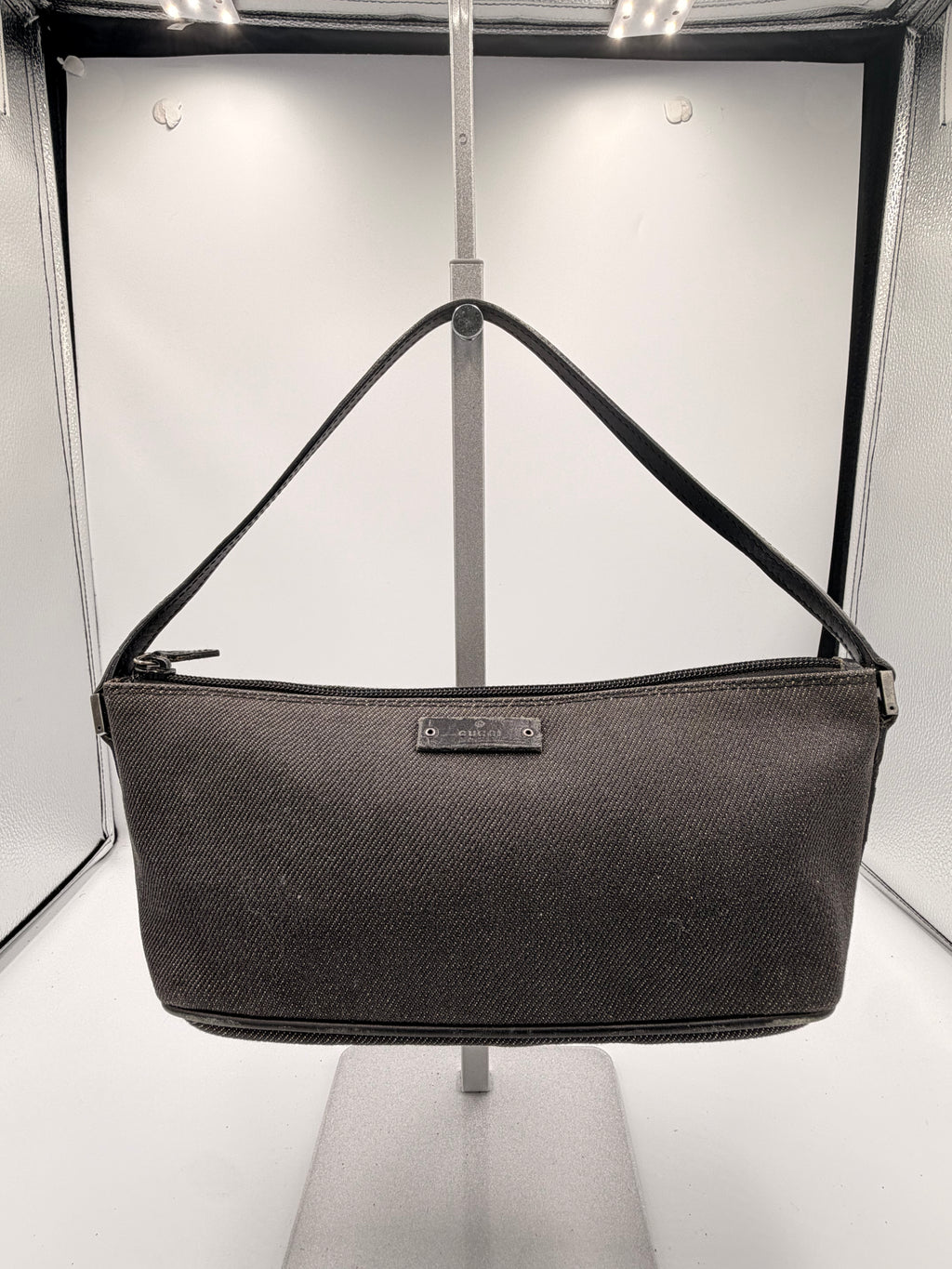 Gucci GG Canvas Mini Pouchette Bag (Black Denim)