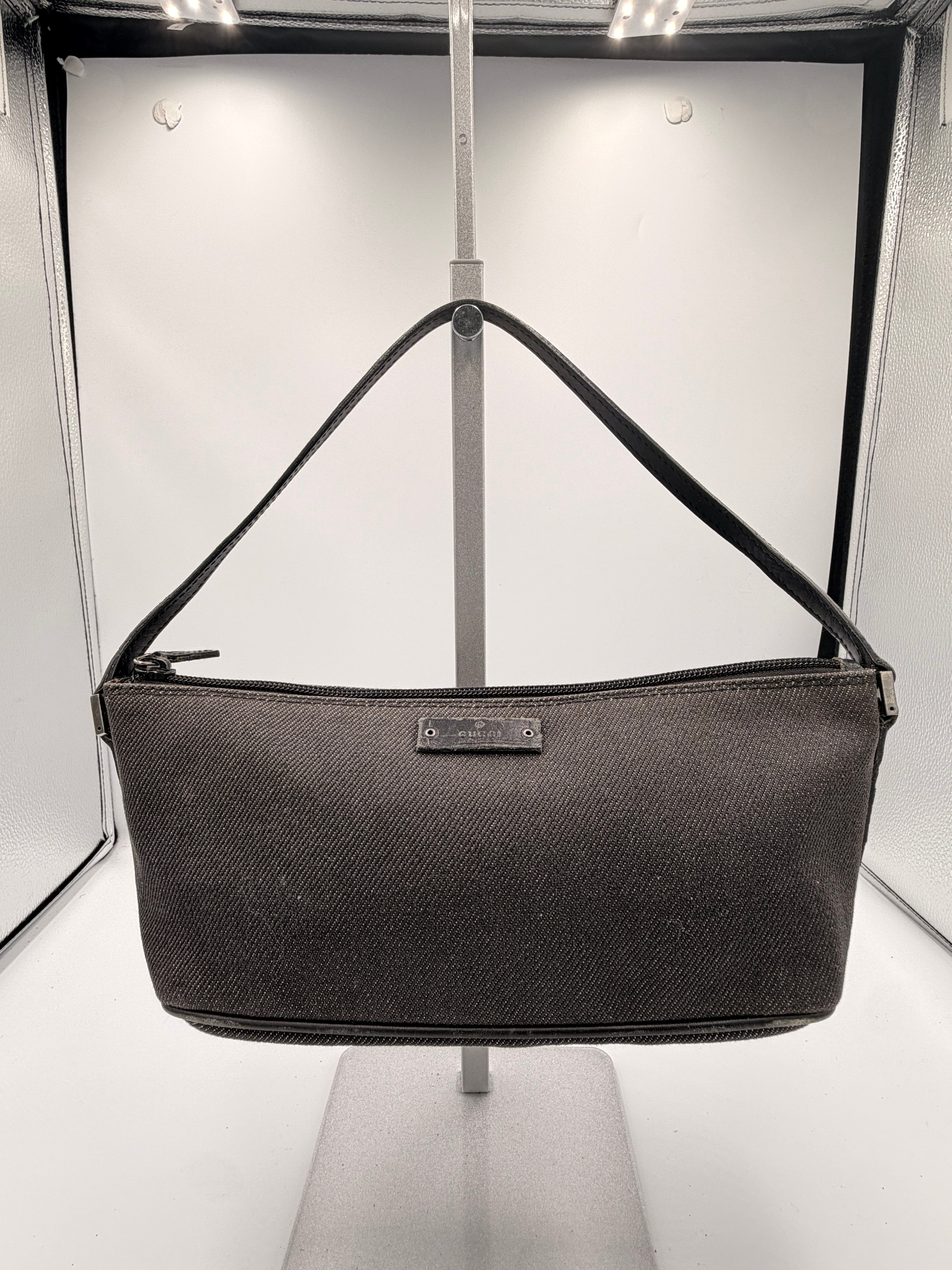 Gucci GG Canvas Mini Pouchette Bag (Black Denim)