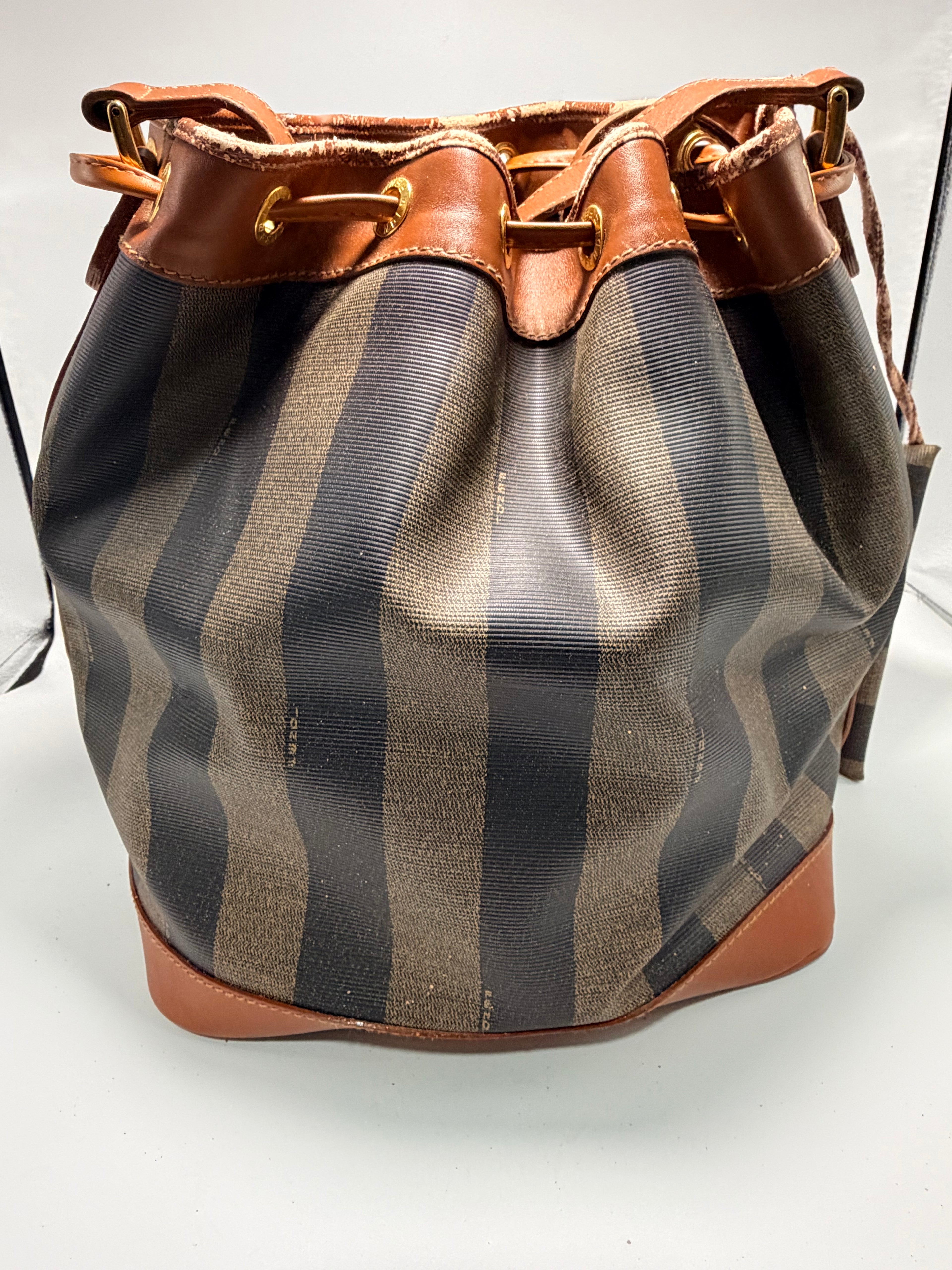 Fendi Vintage Pequin Stripe Bucket Bag