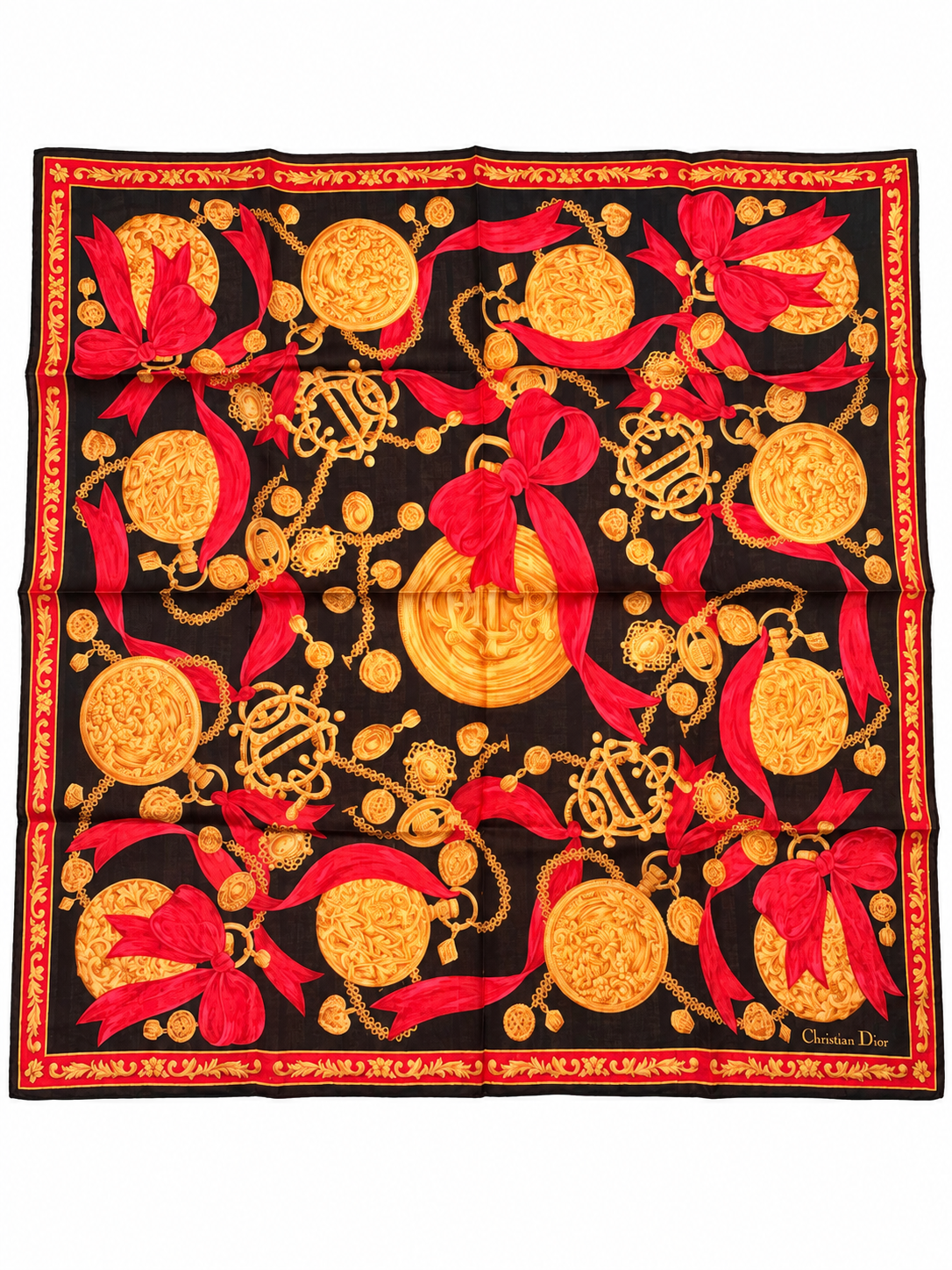 Christian Dior Vintage Medallion & Bow Scarf