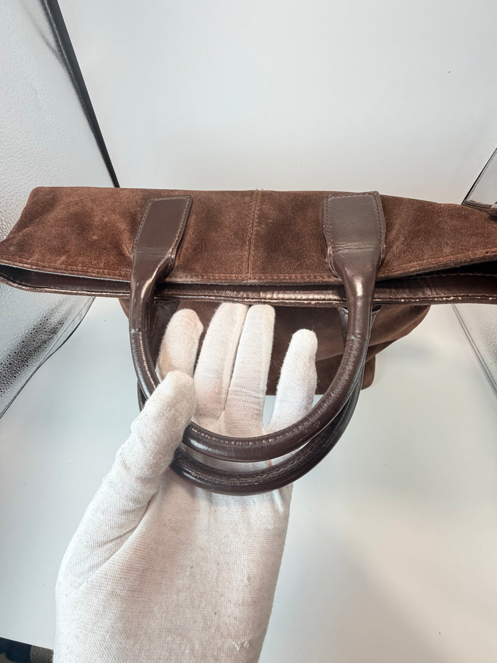 Gucci Brown Suede Tote Bag with Crossbody Strap