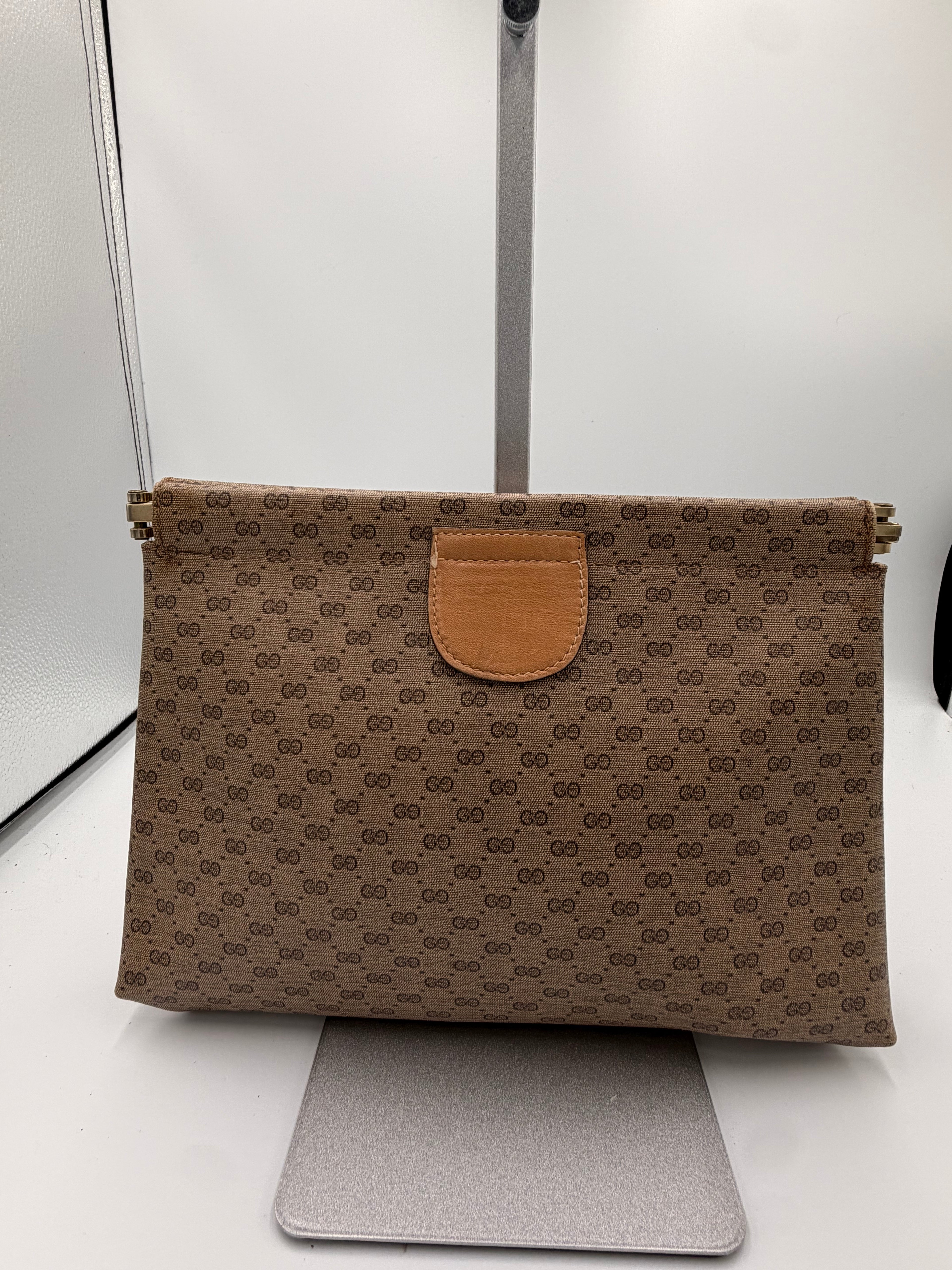 Gucci Vintage Monogram Suede-Lined Portfolio Clutch