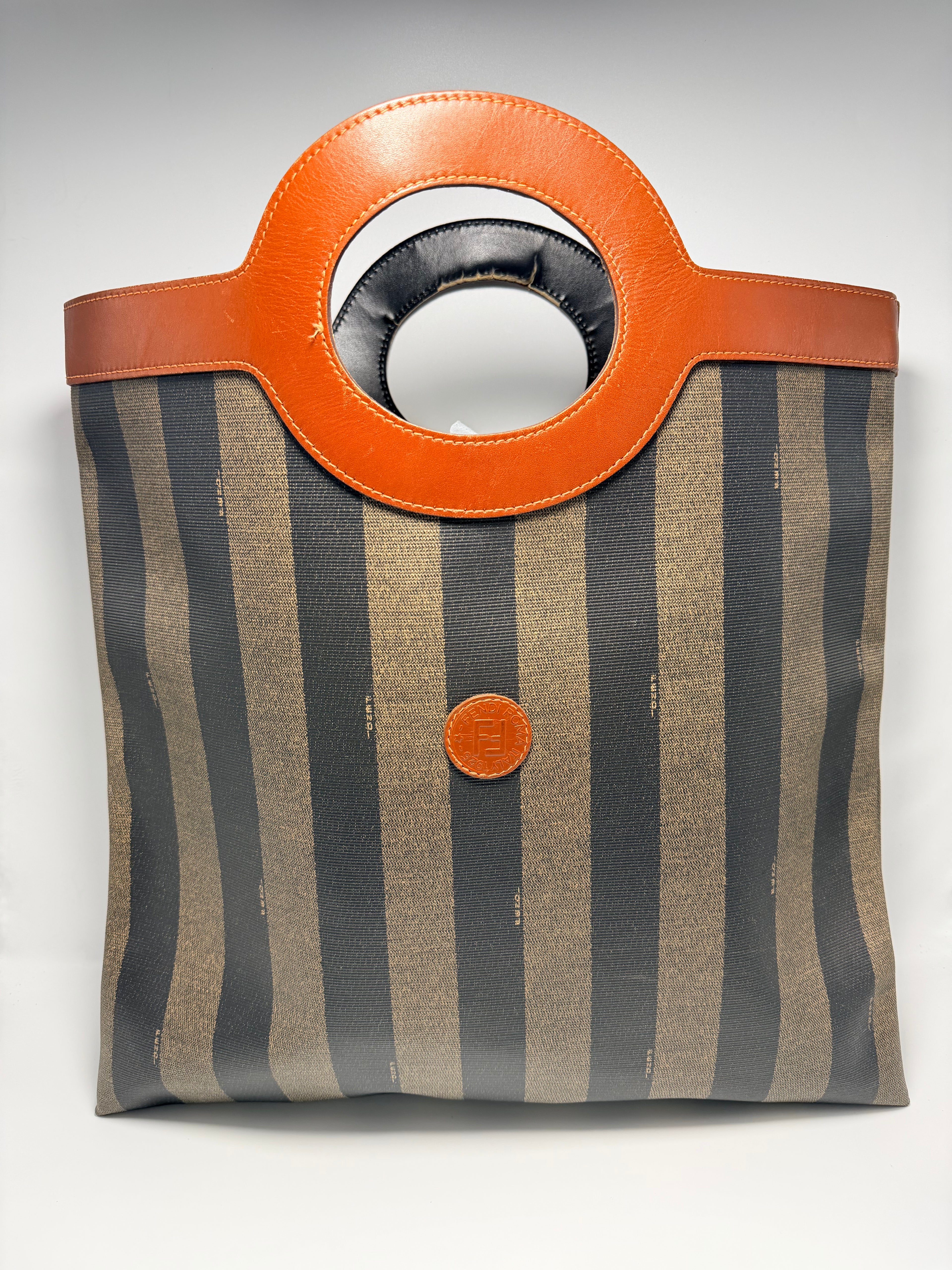 Fendi Pequin Vertical Tote with Cut-Out Handle