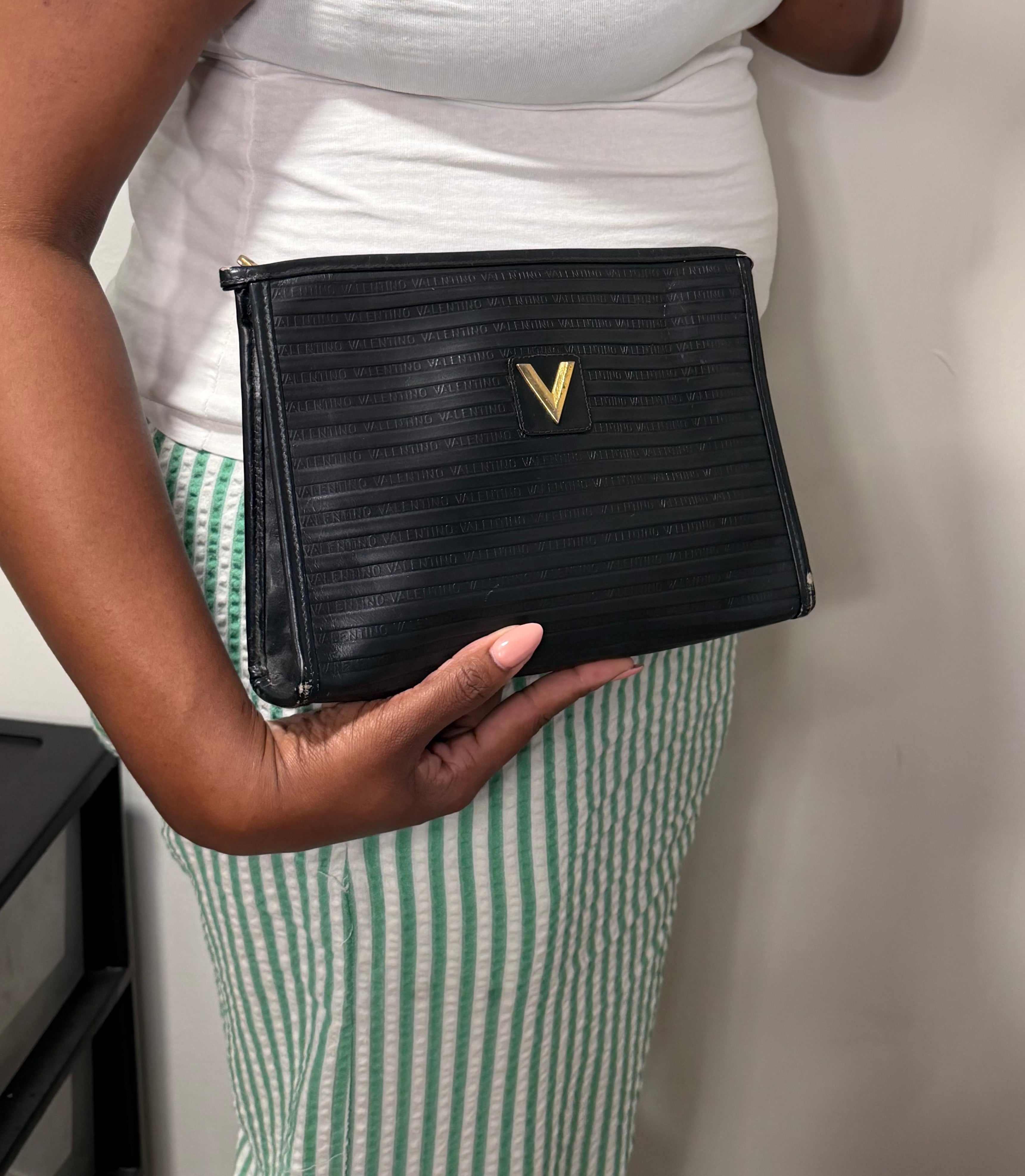 Valentino Garavani Black Logo Clutch / Cosmetic Case