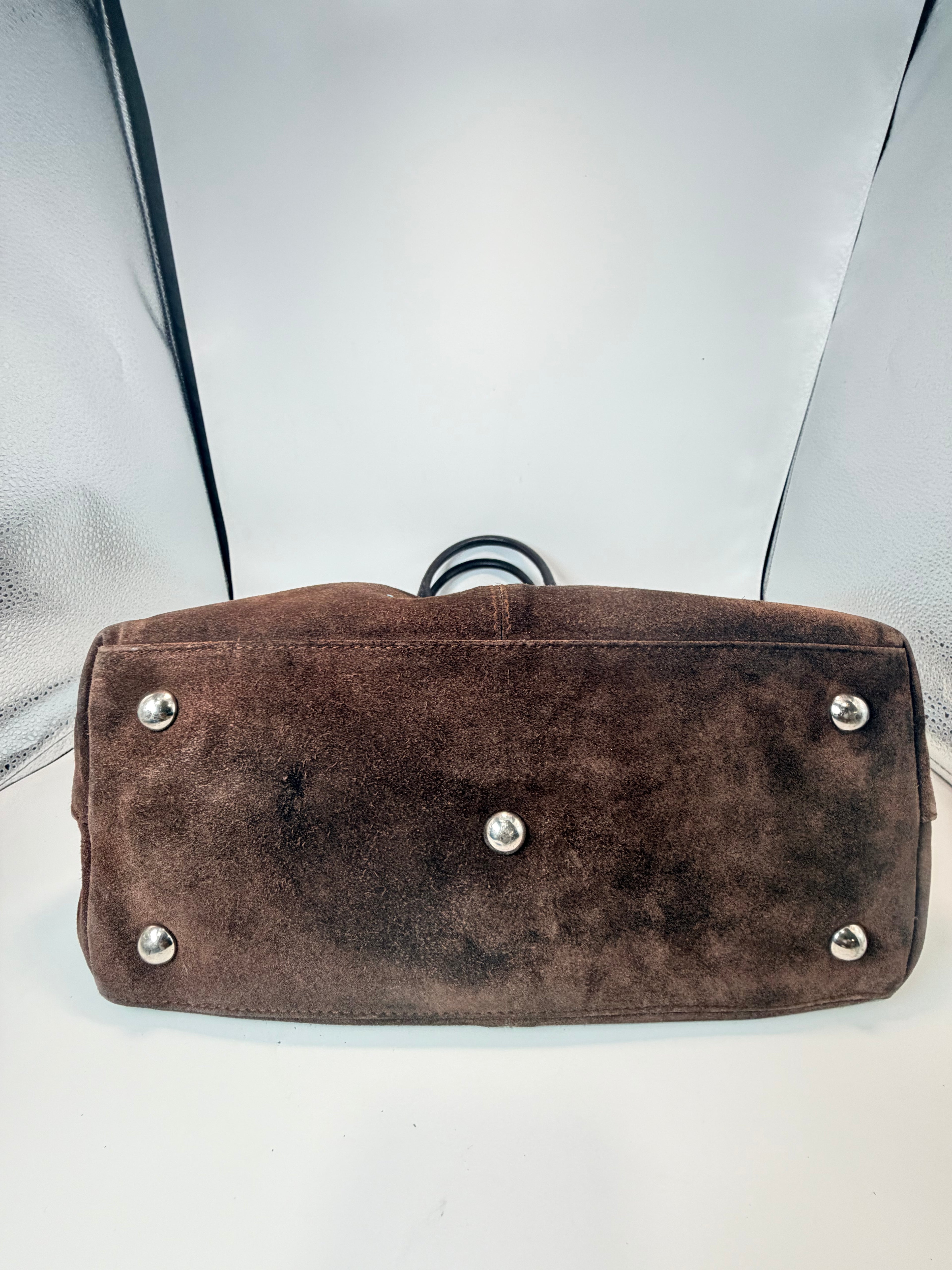 Gucci Brown Suede Tote Bag with Crossbody Strap