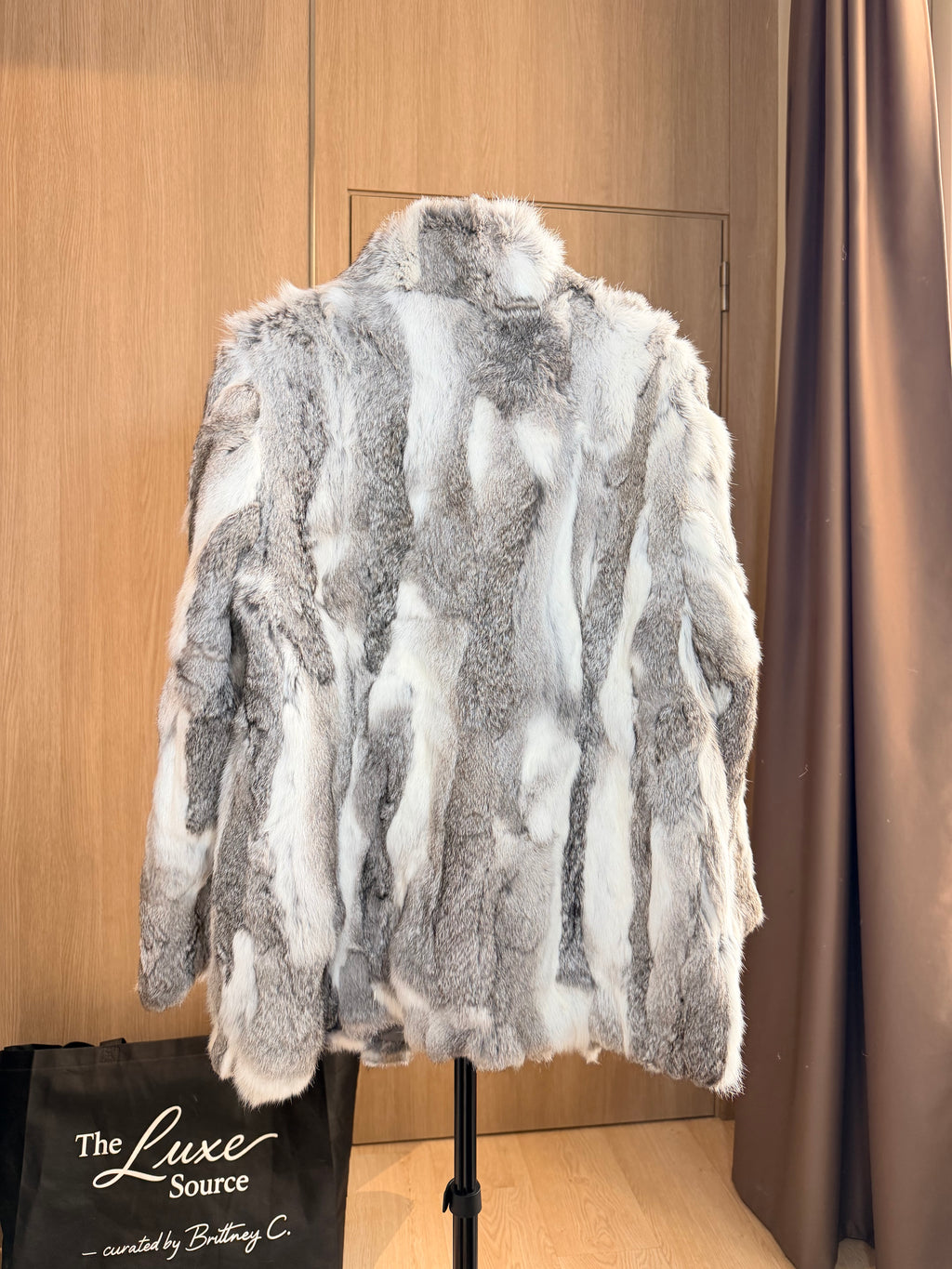Gray Rabbit Fur Jacket - M - 008