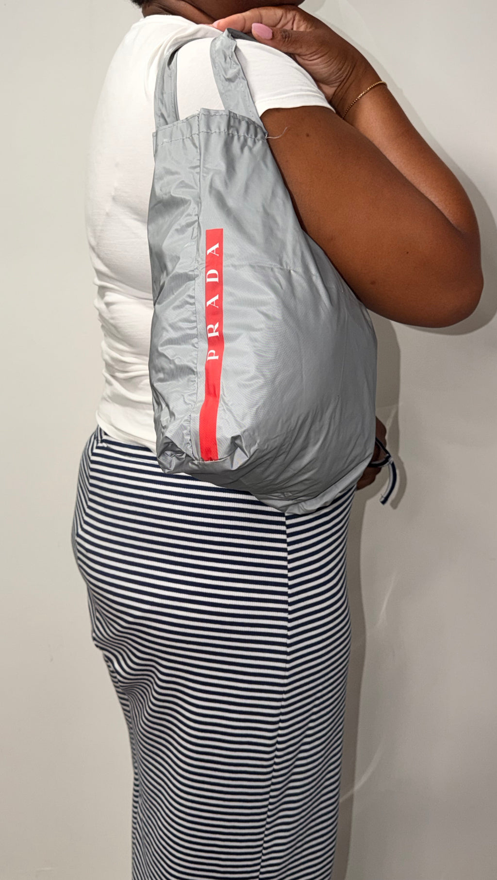 Prada Sport Silver Nylon Tote Bag