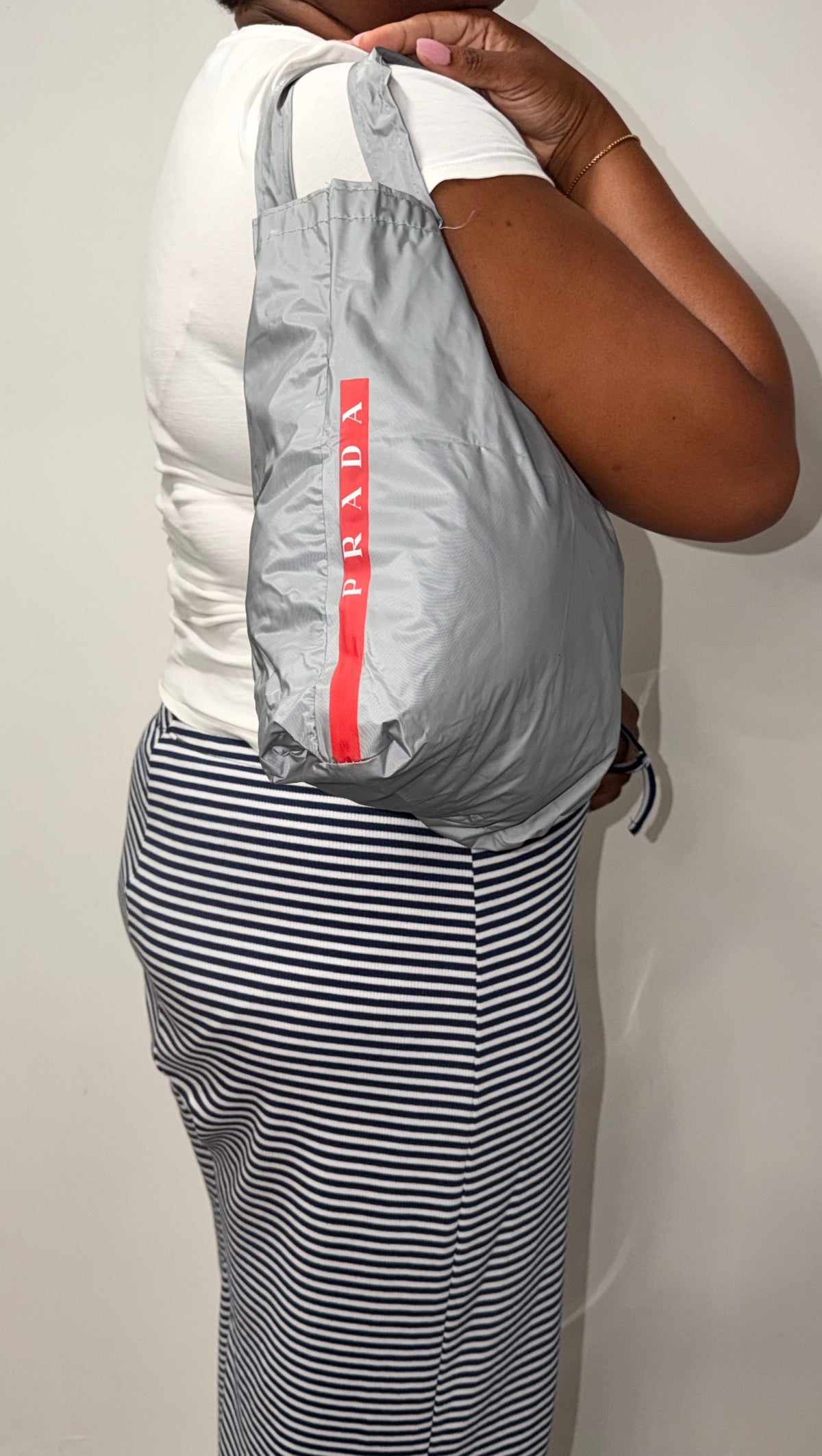 Prada Sport Silver Nylon Tote Bag