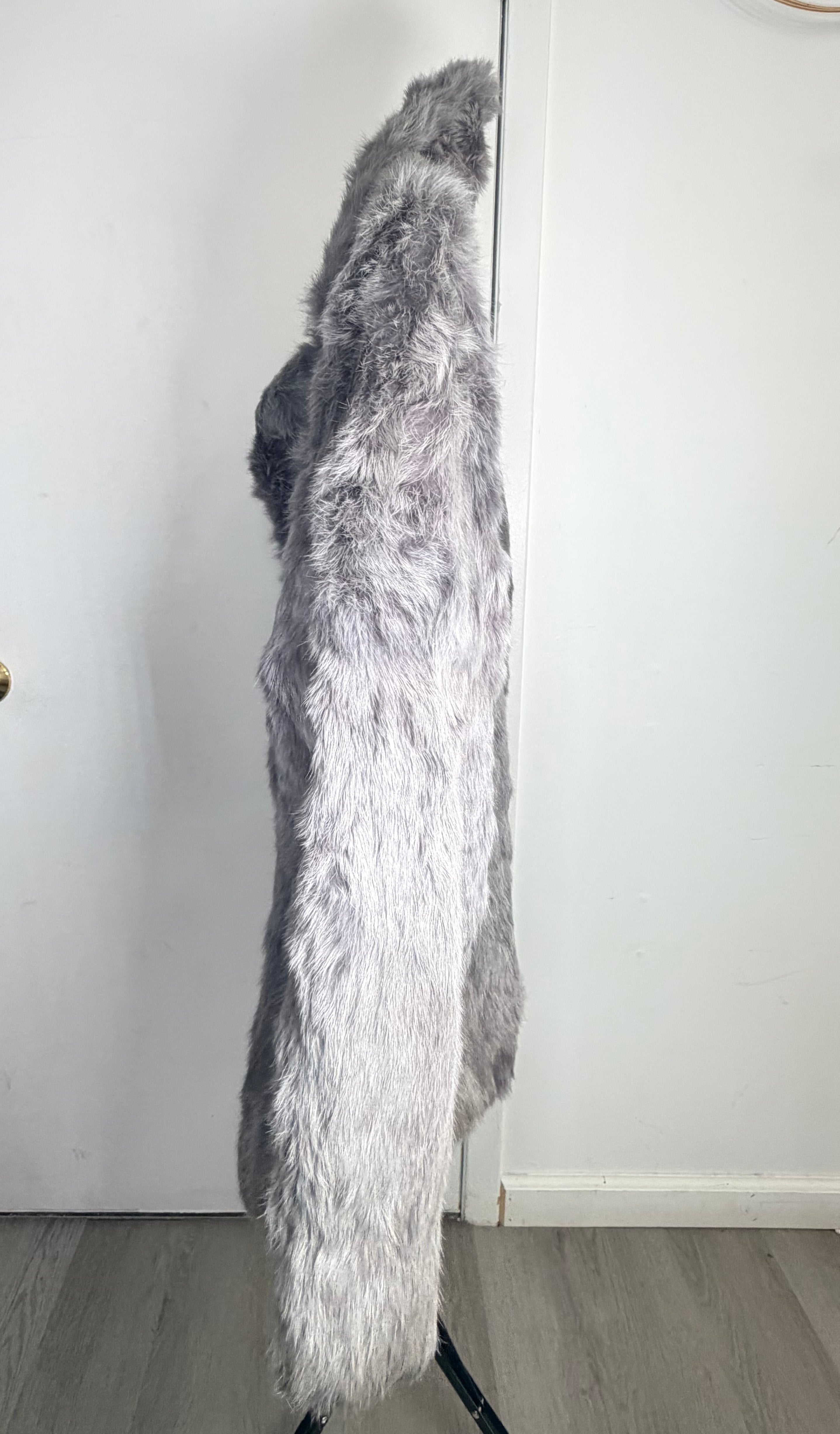 Vintage Silver Gray Rabbit Fur Coat – Medium 032