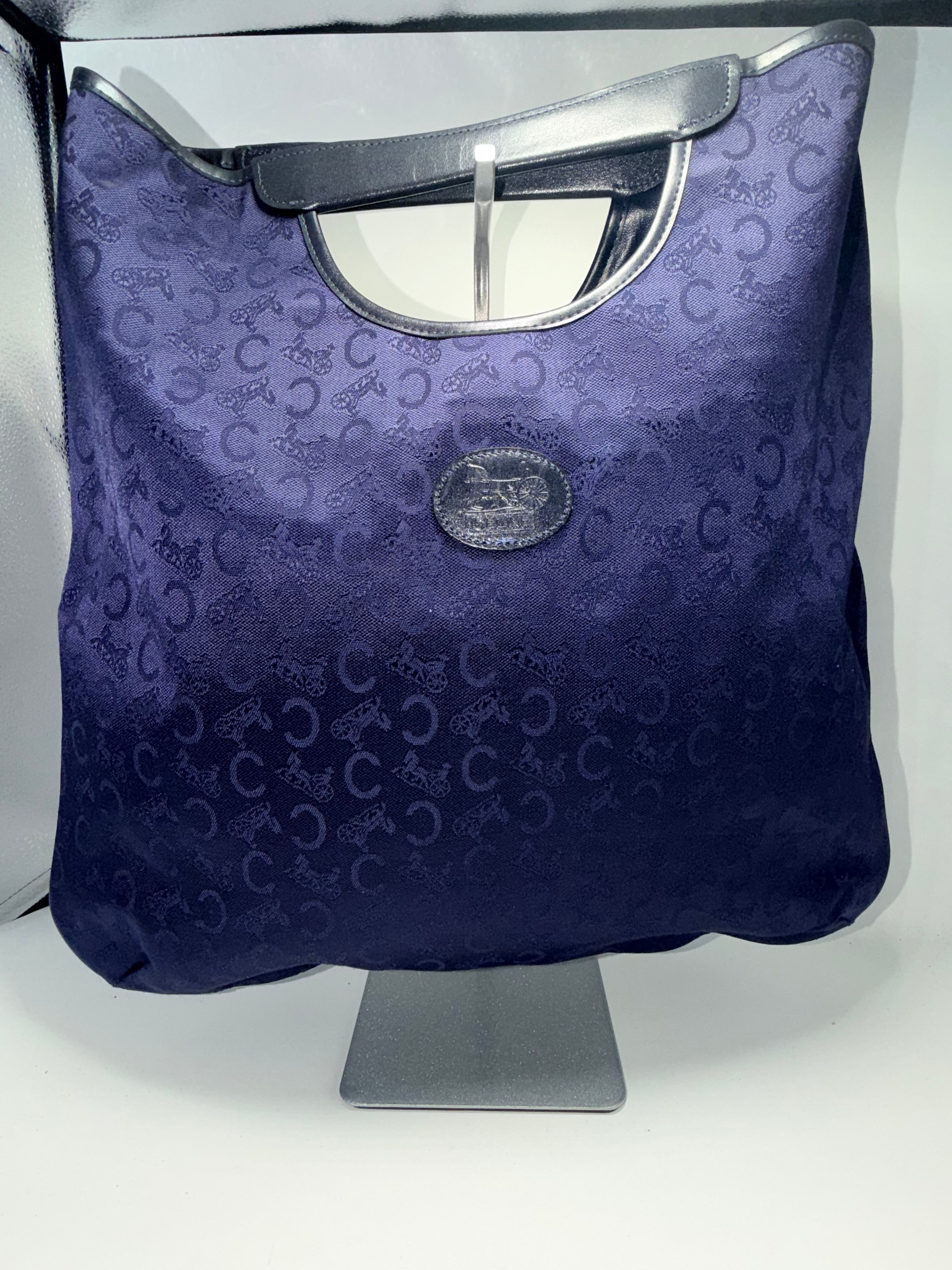 Celine Horse Carriage Tote – Navy Jacquard Canvas