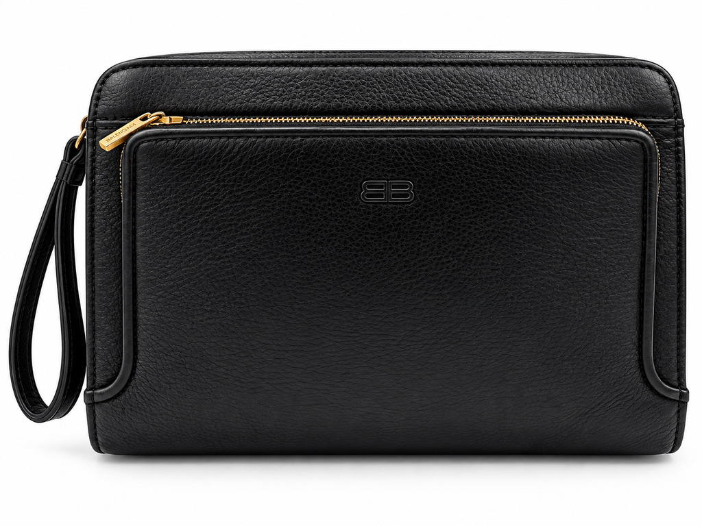 Balenciaga Black Leather Clutch / Organizer Bag