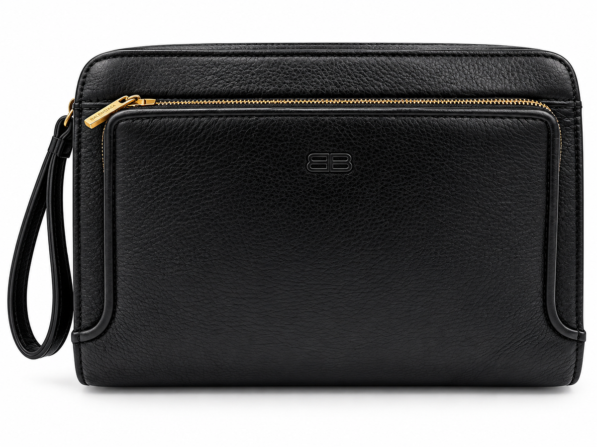 Balenciaga Black Leather Clutch / Organizer Bag