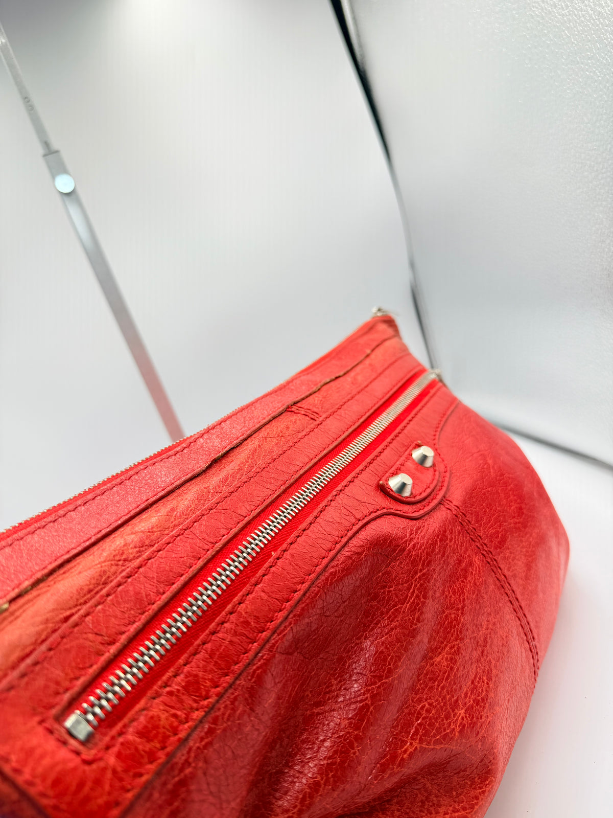 Balenciaga Classic Clip L Red Leather Clutch Bag