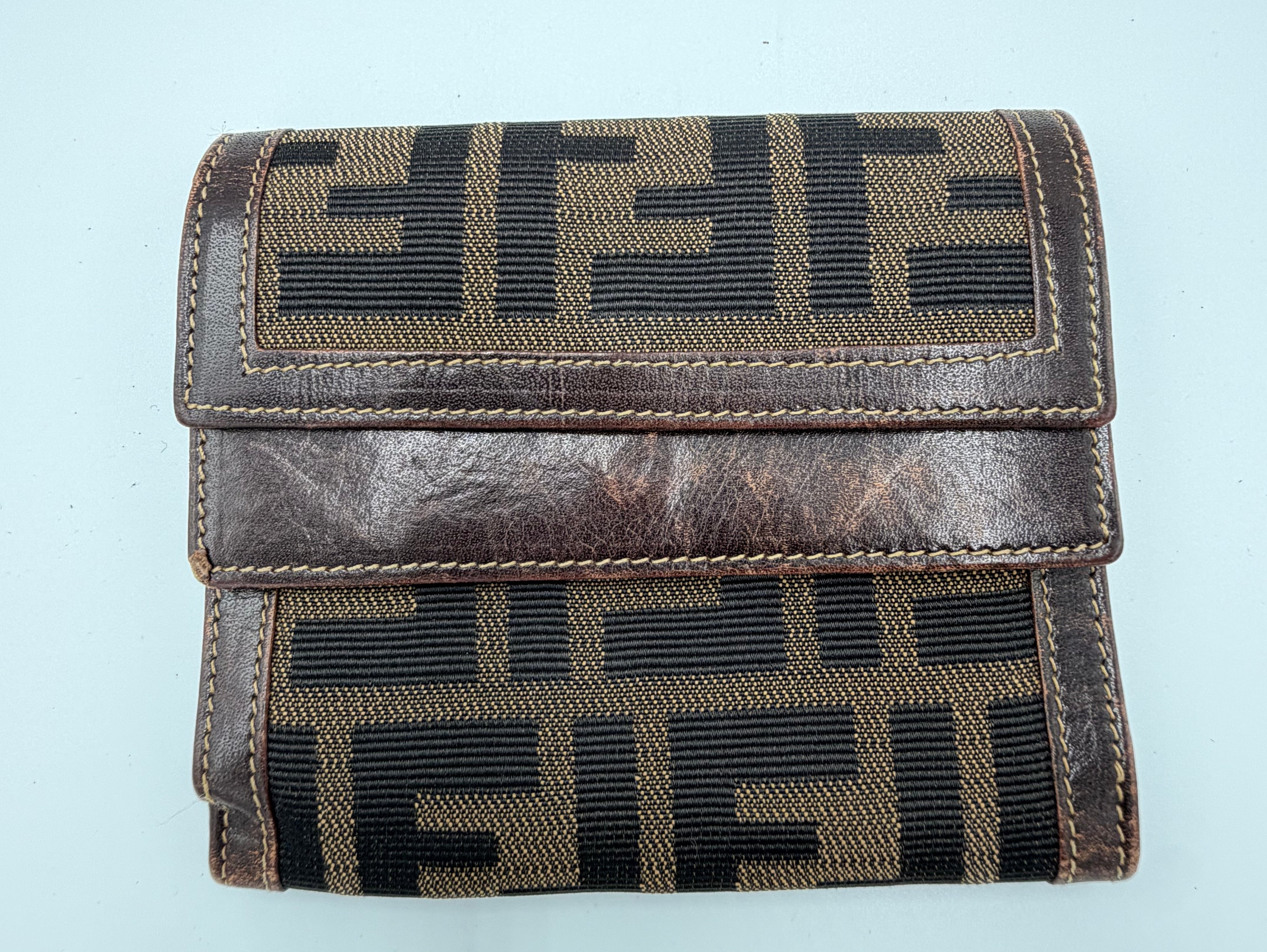 Fendi Zucca Canvas & Leather Trifold Wallet (Unisex)