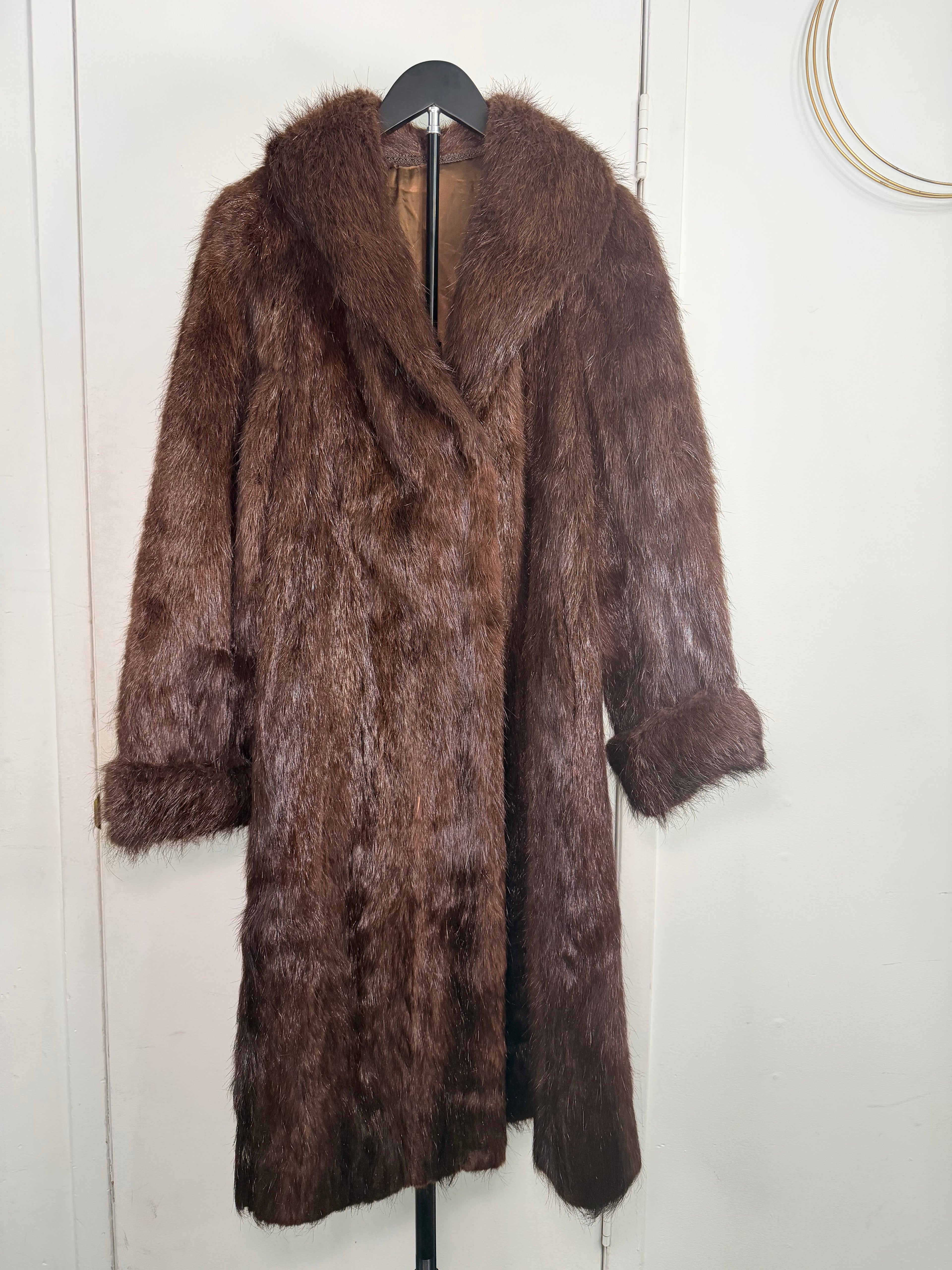 Vintage Mink Fur Coat – Chocolate Brown (Large)