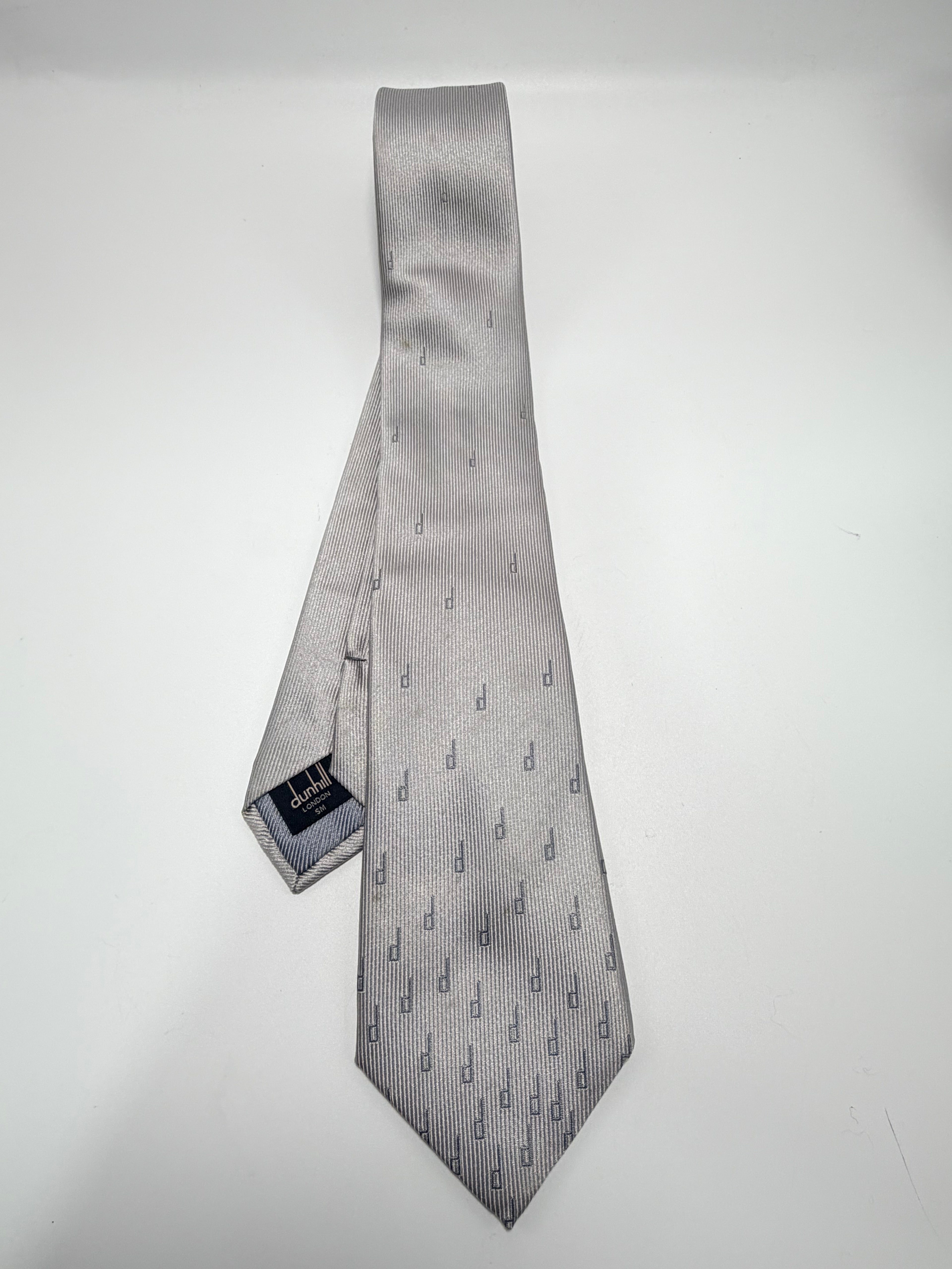 Dunhill London Silk Tie – Silver Monogram
