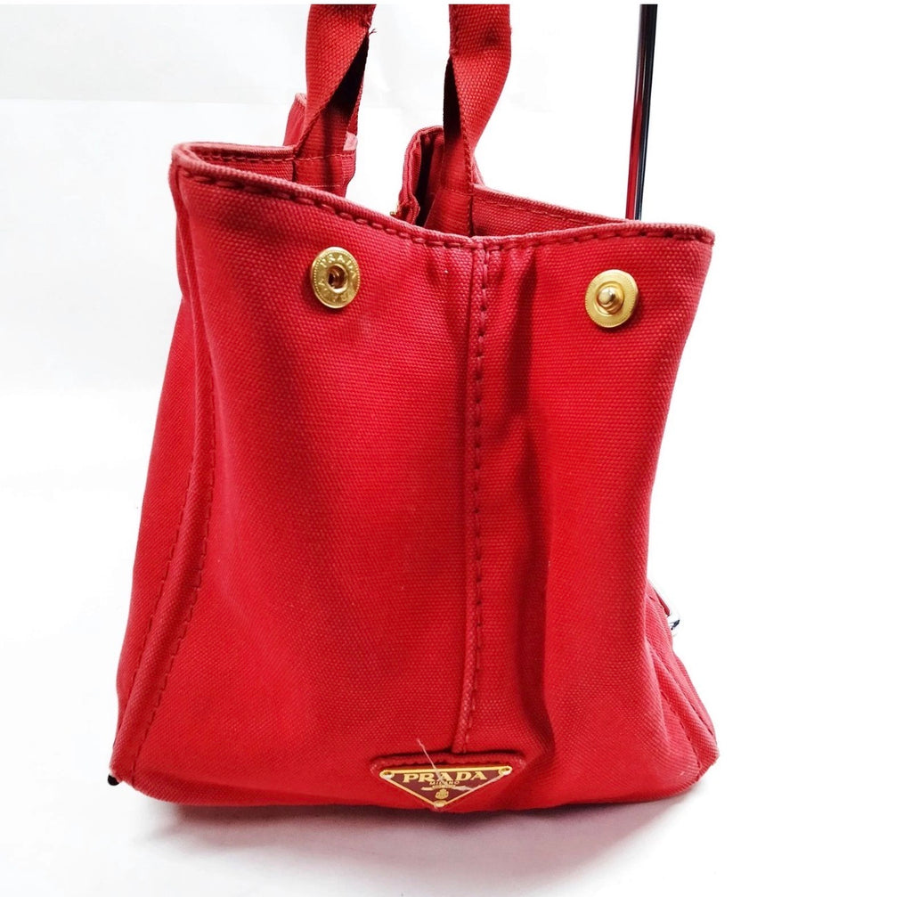 Prada Canapa Canvas Tote – Red