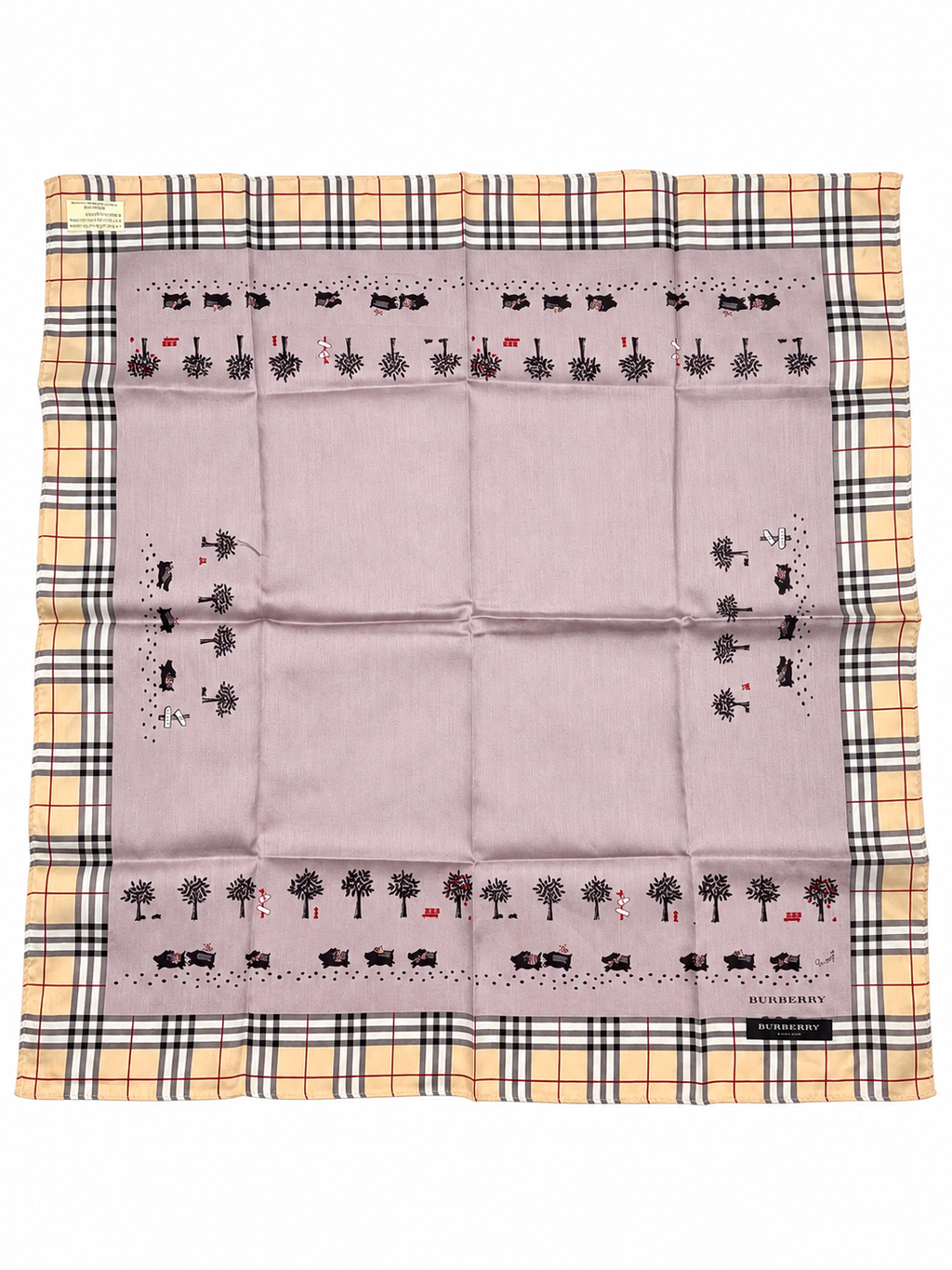 Burberry London Nova Check Dog & Tree Print Scarf - New with Tags